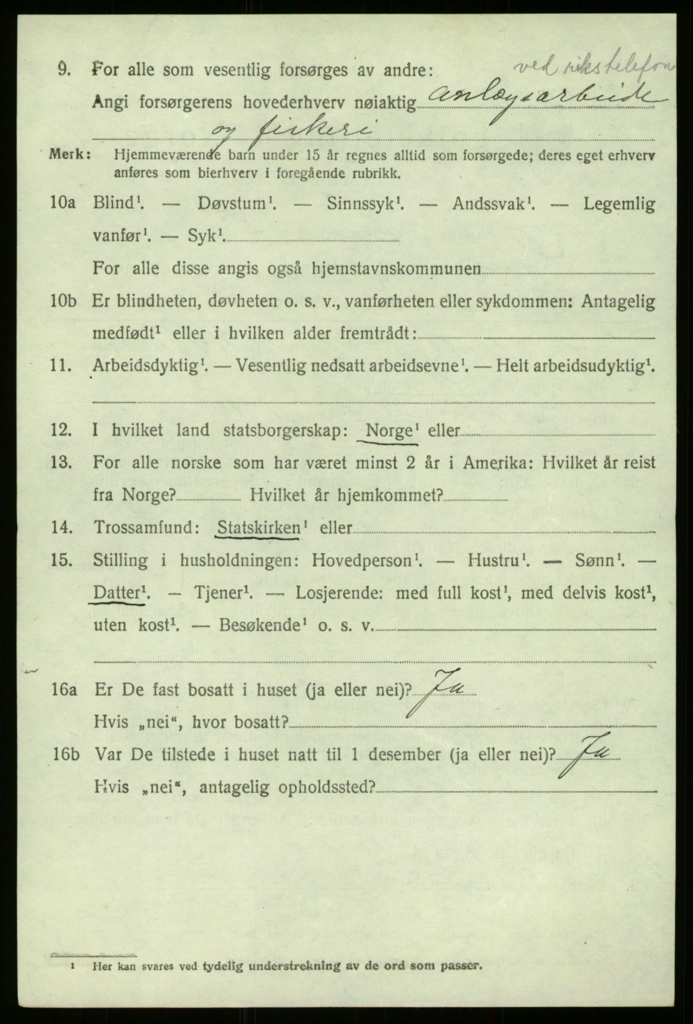 SAB, 1920 census for Gulen, 1920, p. 6188