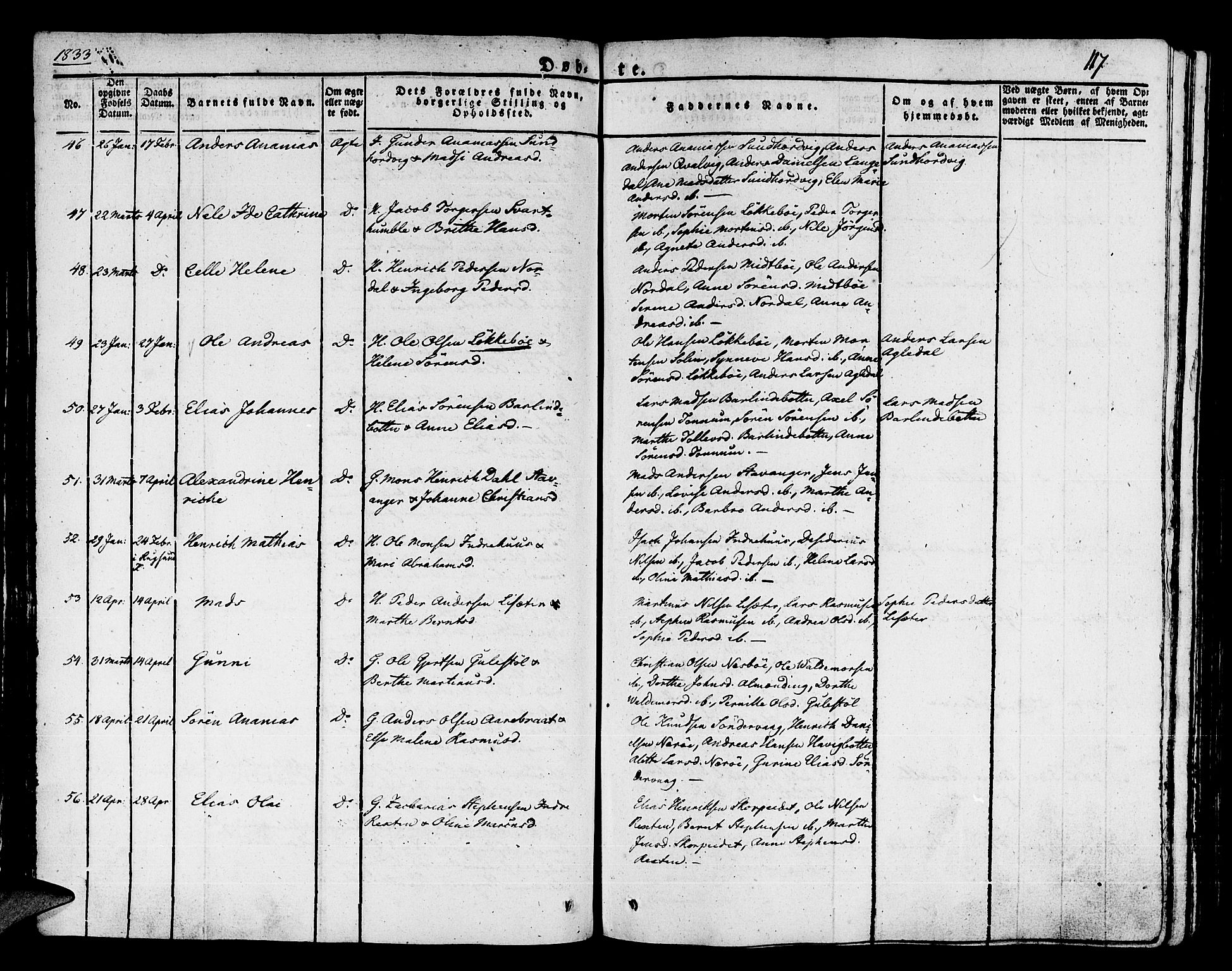 Kinn sokneprestembete, AV/SAB-A-80801/H/Haa/Haaa/L0004/0001: Parish register (official) no. A 4I, 1822-1840, p. 117