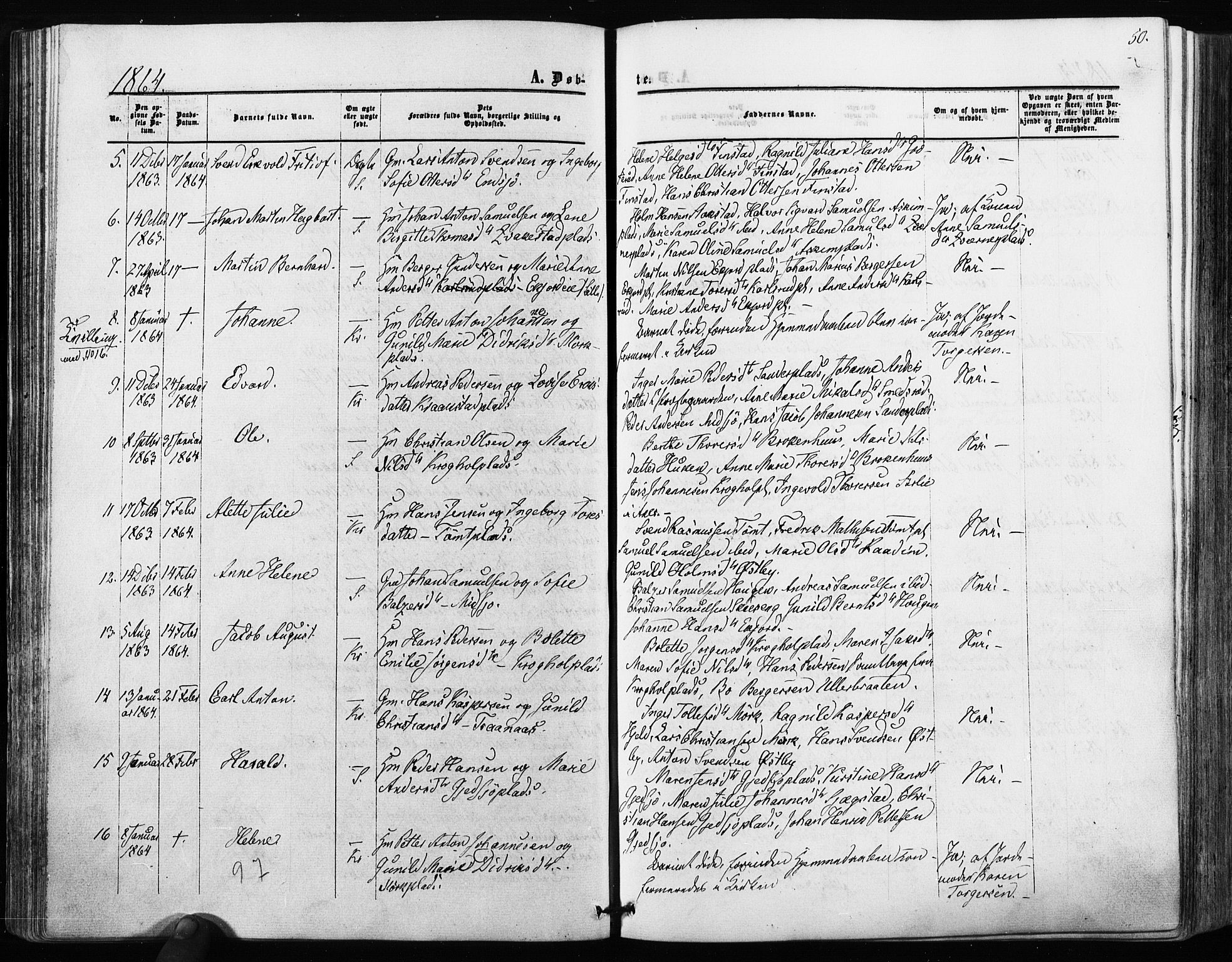 Kråkstad prestekontor Kirkebøker, SAO/A-10125a/F/Fa/L0007: Parish register (official) no. I 7, 1858-1870, p. 50