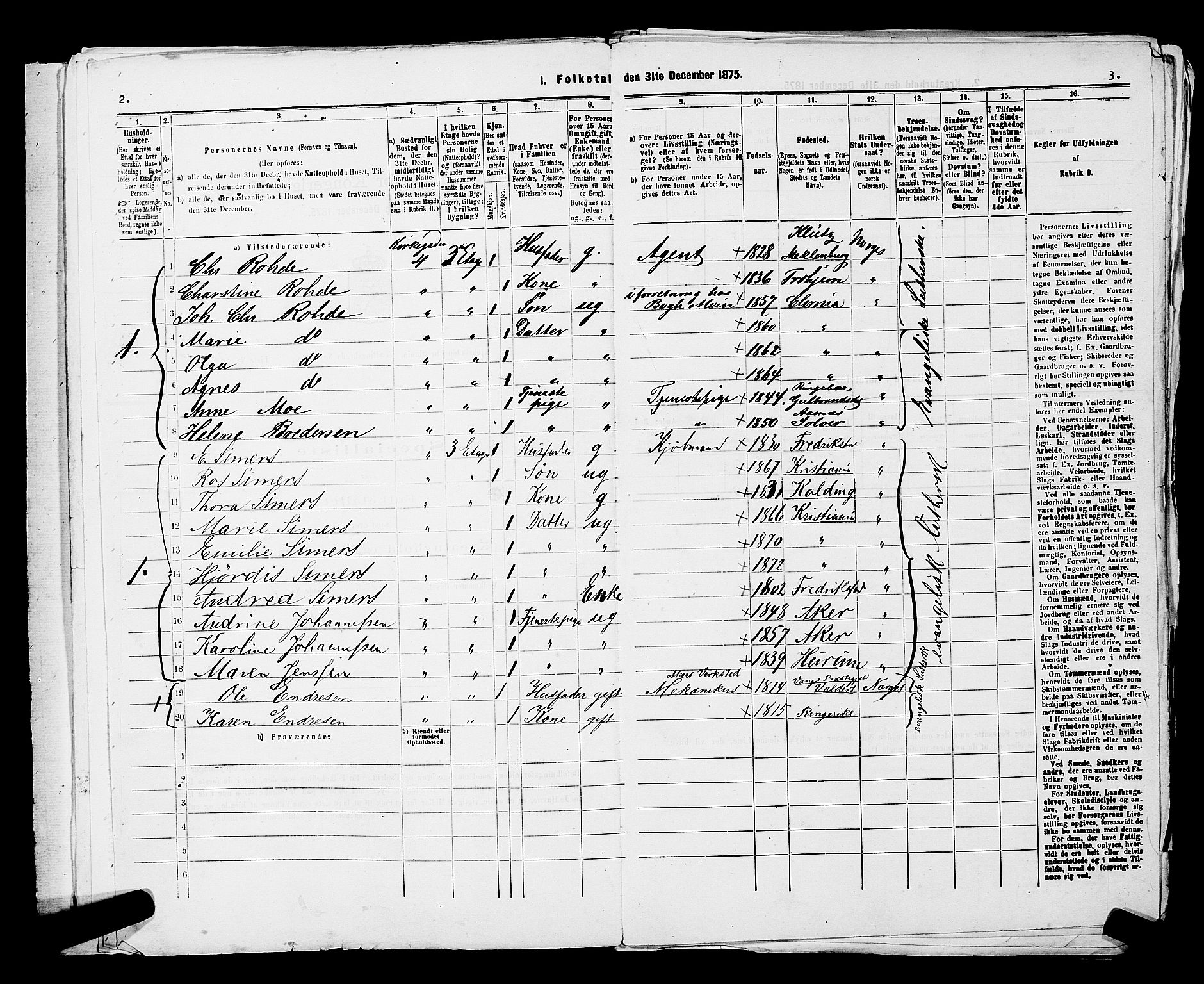 RA, 1875 census for 0301 Kristiania, 1875, p. 177