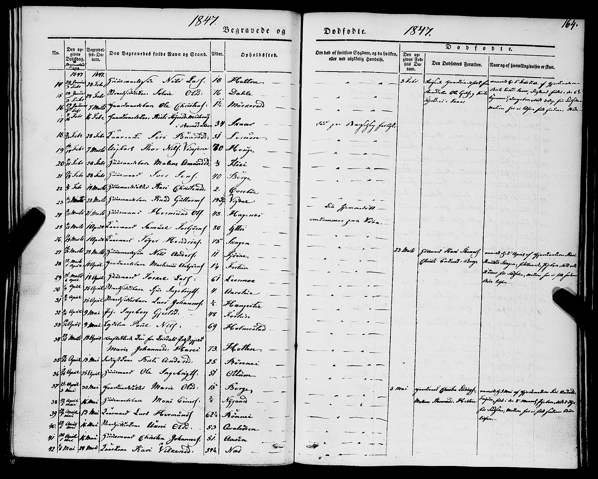 Luster sokneprestembete, SAB/A-81101/H/Haa/Haaa/L0006: Parish register (official) no. A 6, 1840-1848, p. 164