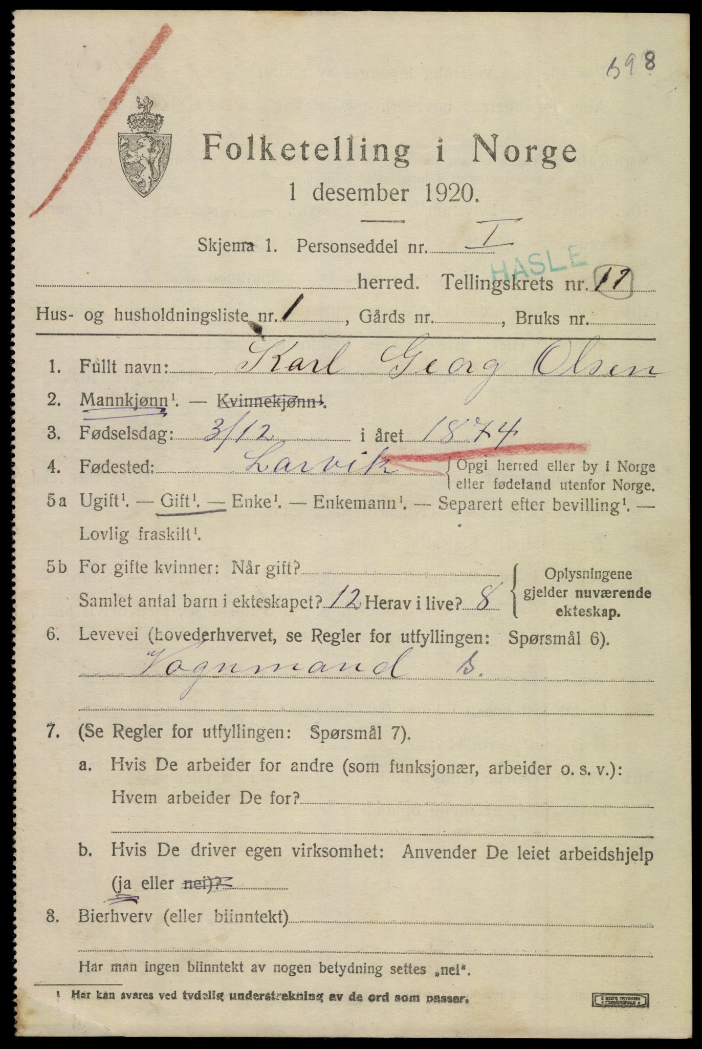 SAO, 1920 census for Aker, 1920, p. 106334