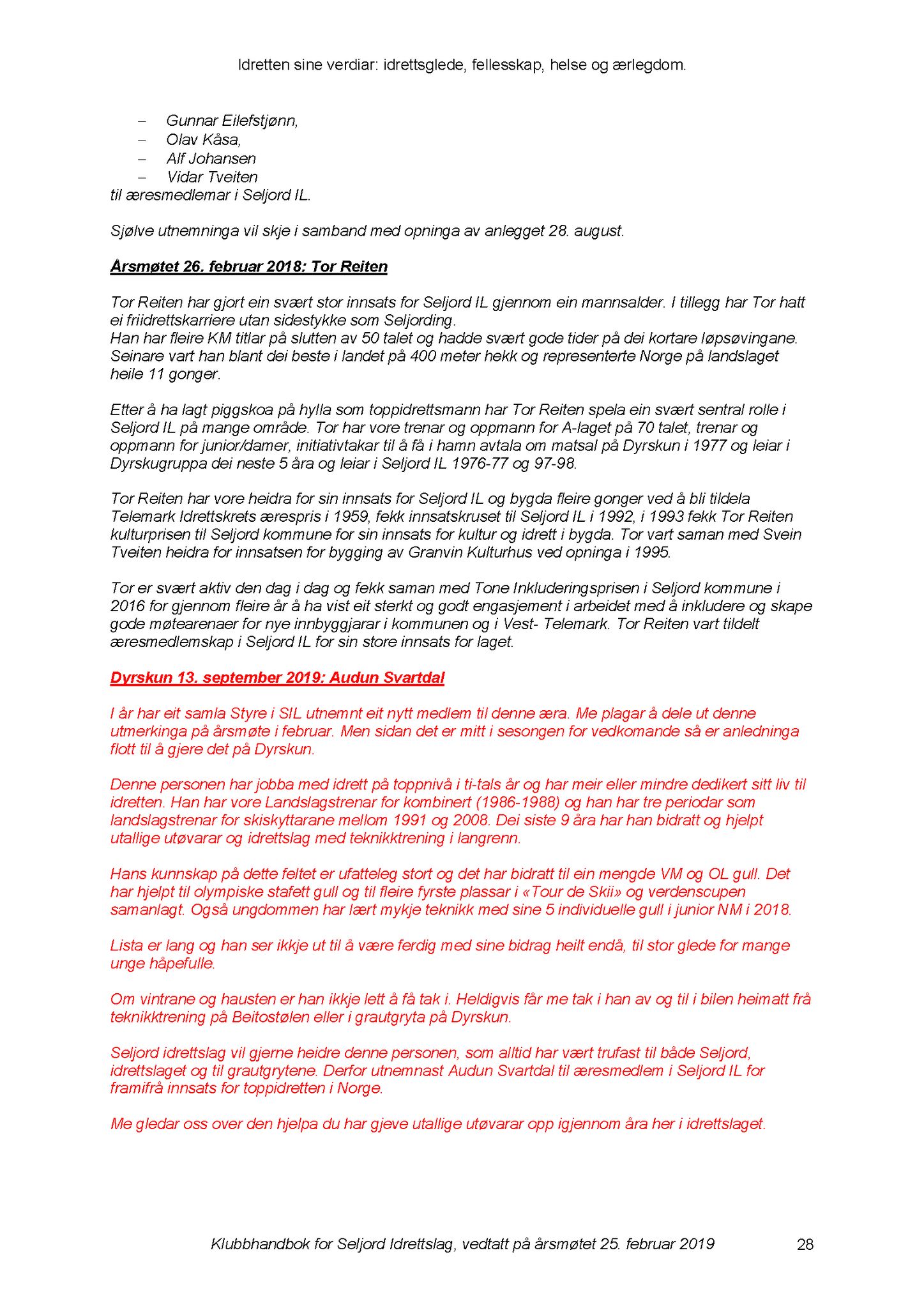 Seljord Idrettslag, VTM/A-1034/A/Ab/L0003: Årsmeldingar, 2019