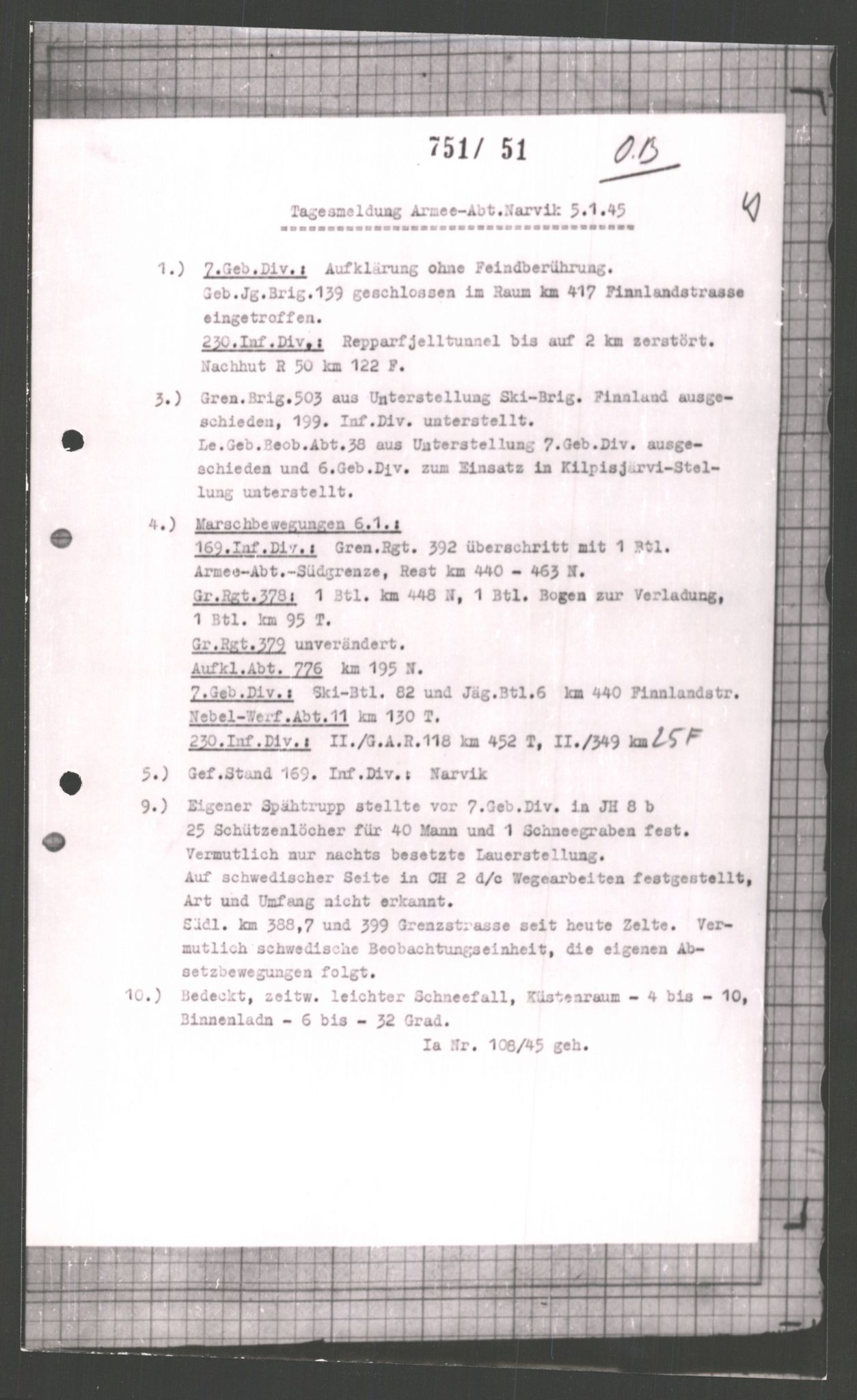 Forsvarets Overkommando. 2 kontor. Arkiv 11.4. Spredte tyske arkivsaker, AV/RA-RAFA-7031/D/Dar/Dara/L0001: Krigsdagbøker for 20. Gebirgs-Armee-Oberkommando (AOK 20), 1944-1945, p. 441