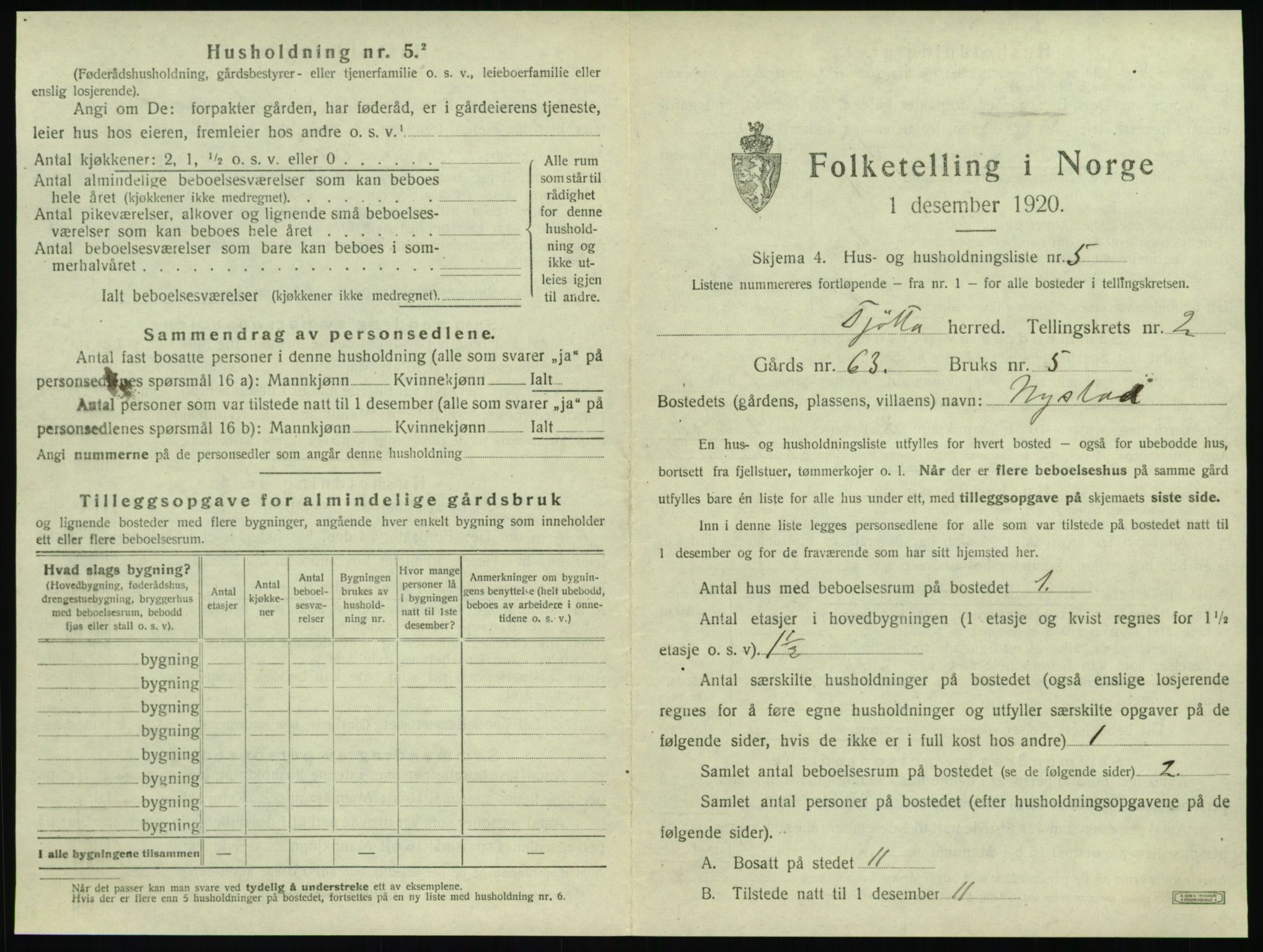 SAT, 1920 census for Tjøtta, 1920, p. 117