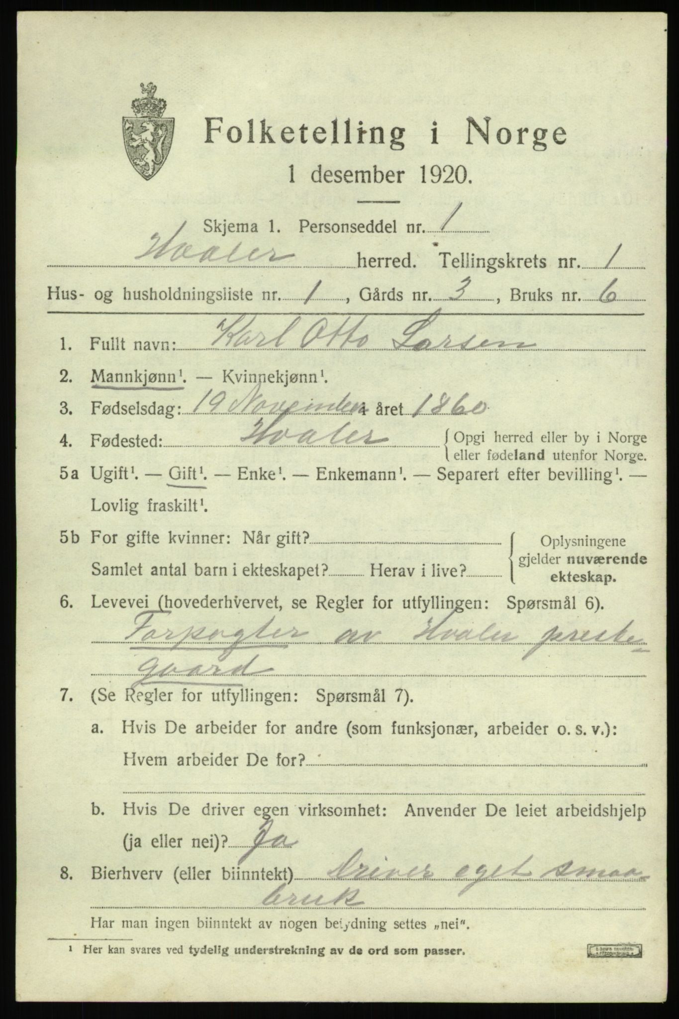 SAO, 1920 census for Hvaler, 1920, p. 1754