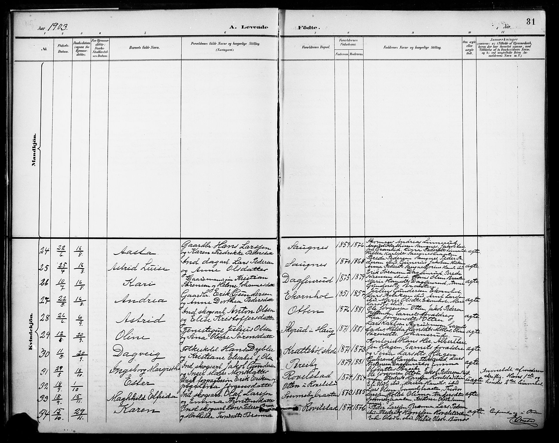 Nord-Odal prestekontor, AV/SAH-PREST-032/H/Ha/Hab/L0003: Parish register (copy) no. 3, 1895-1923, p. 31