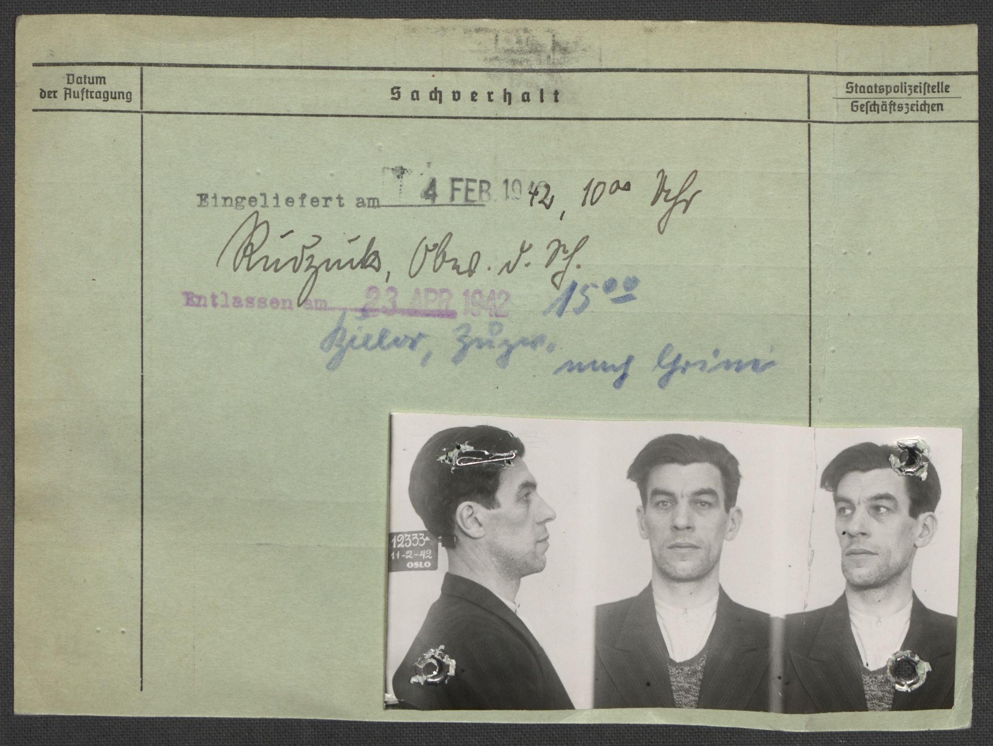 Befehlshaber der Sicherheitspolizei und des SD, RA/RAFA-5969/E/Ea/Eaa/L0003: Register over norske fanger i Møllergata 19: Eng-Hag, 1940-1945, p. 19