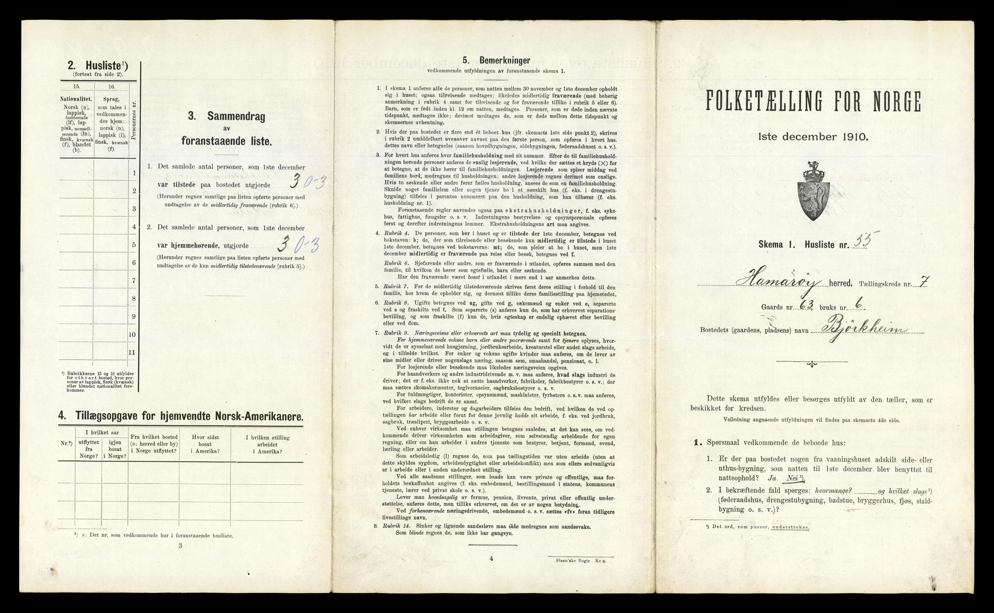 RA, 1910 census for Hamarøy, 1910, p. 826