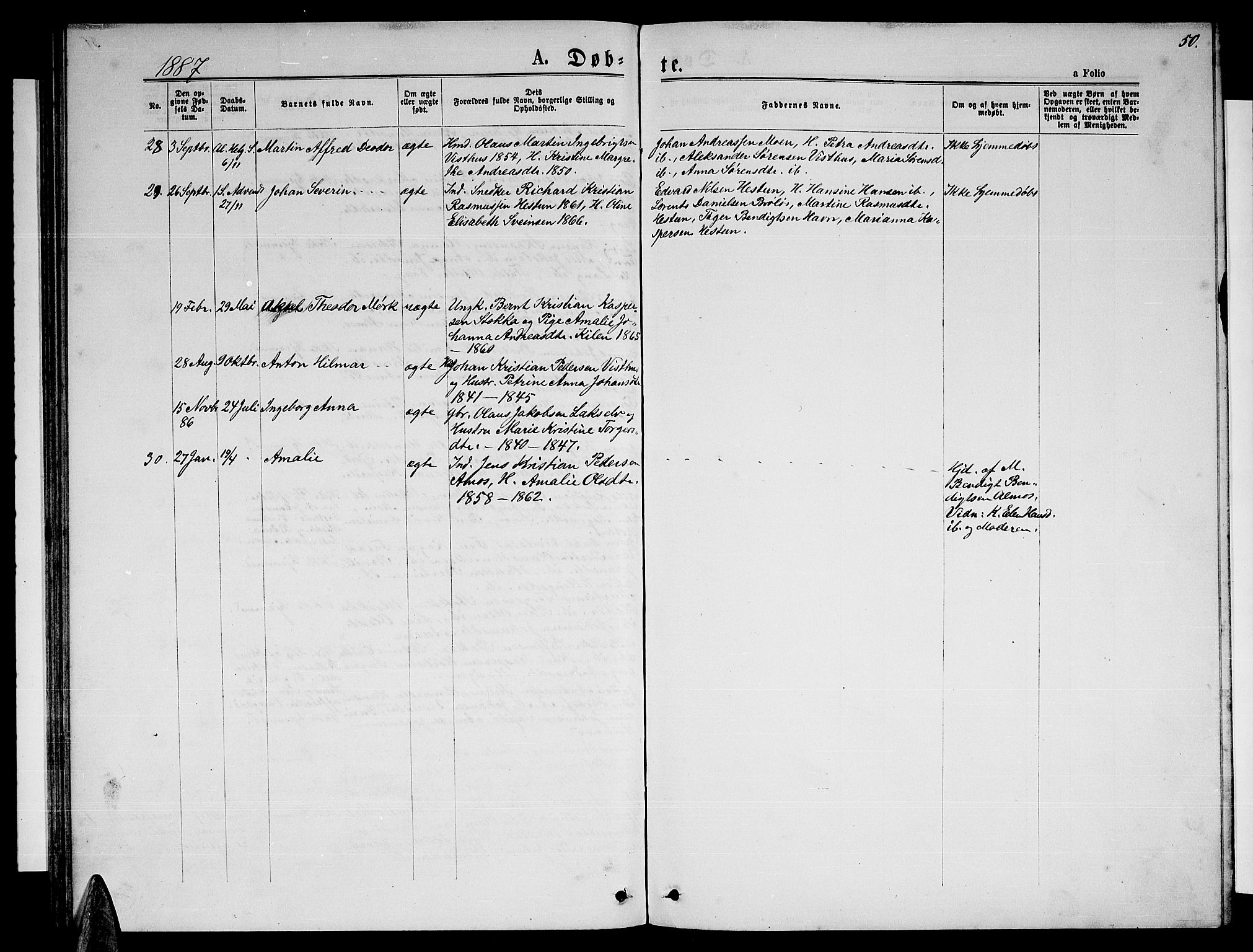 Ministerialprotokoller, klokkerbøker og fødselsregistre - Nordland, AV/SAT-A-1459/819/L0276: Parish register (copy) no. 819C02, 1869-1887, p. 50