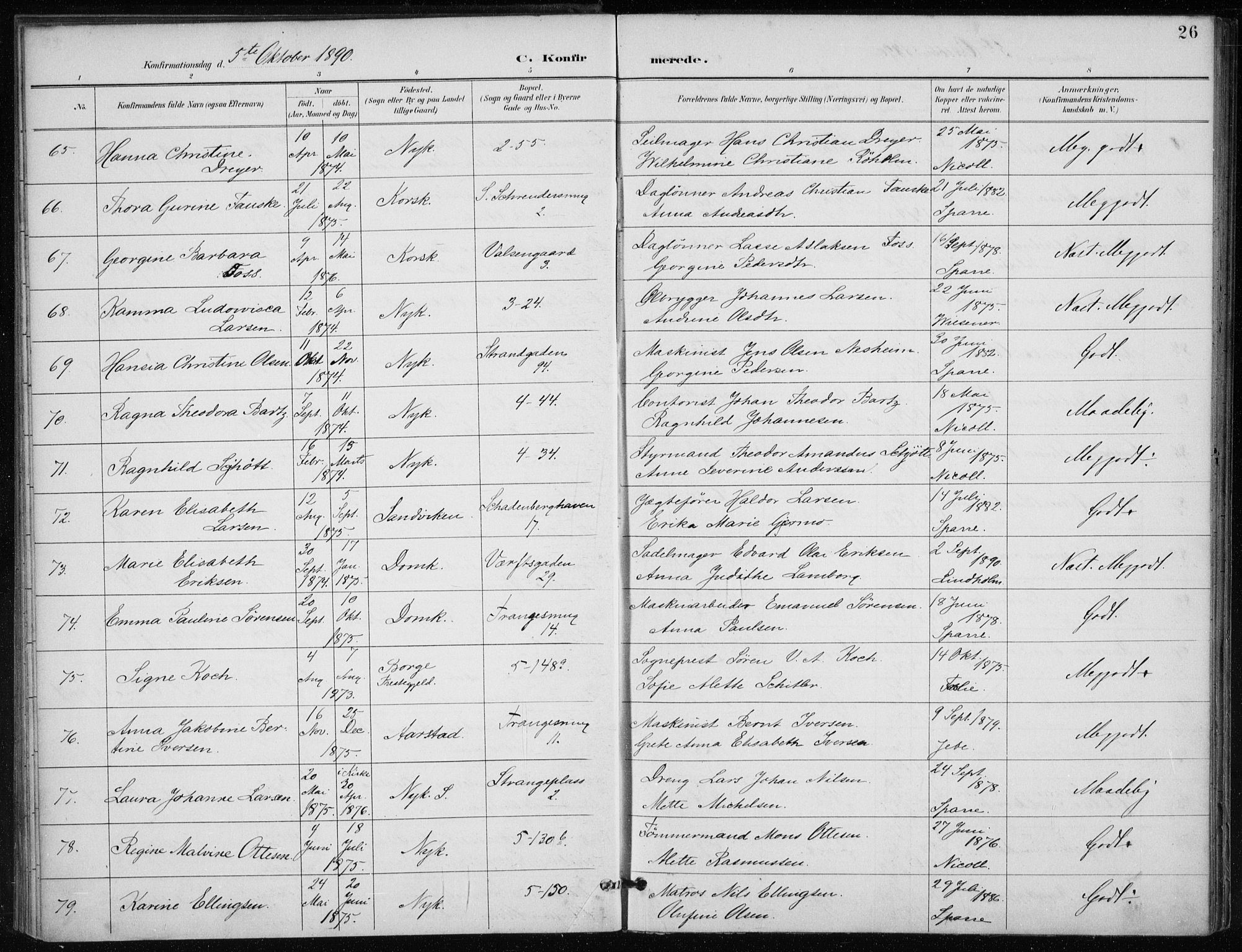 Nykirken Sokneprestembete, SAB/A-77101/H/Haa/L0028: Parish register (official) no. C 7, 1887-1913, p. 26