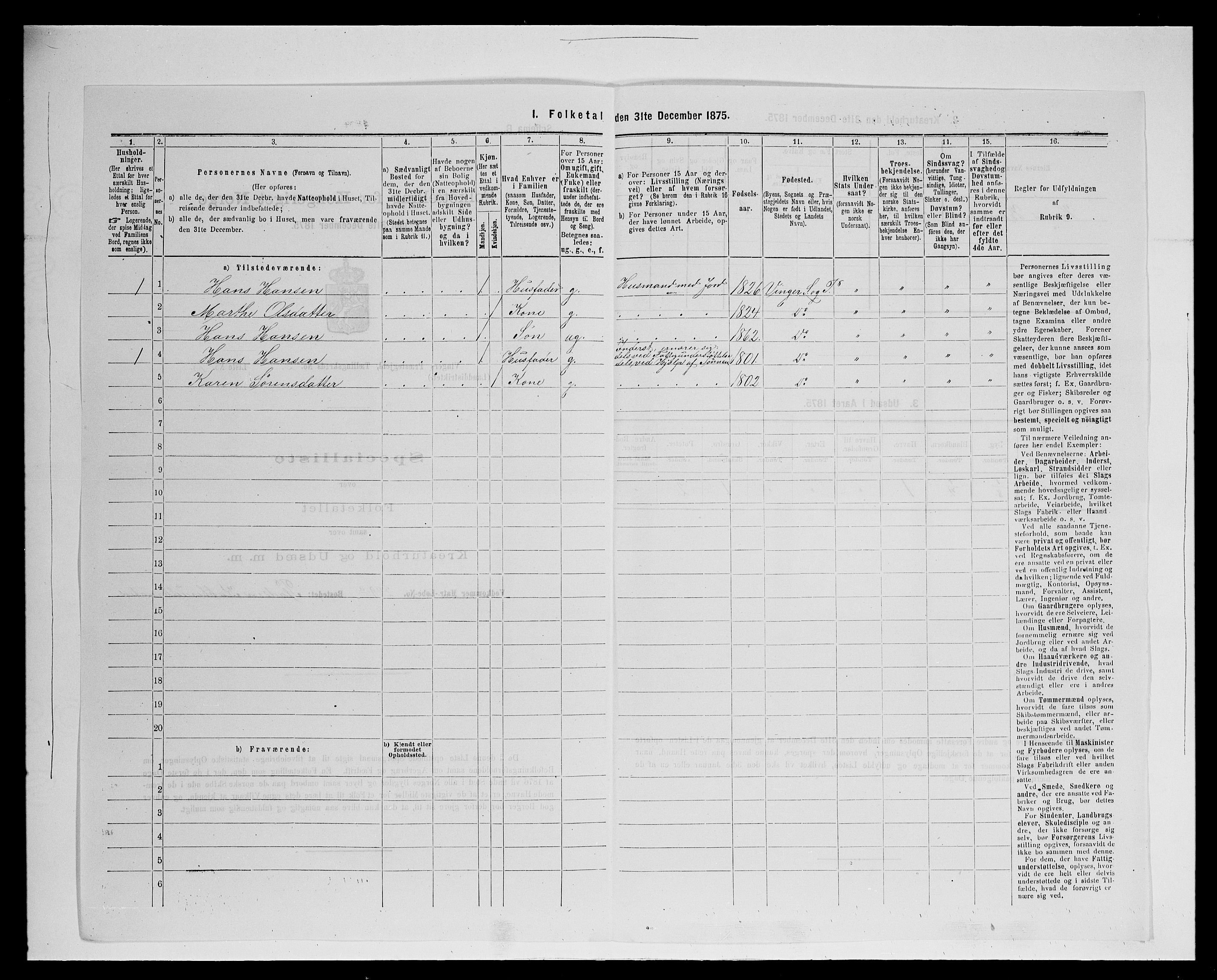 SAH, 1875 census for 0421L Vinger/Vinger og Austmarka, 1875, p. 377