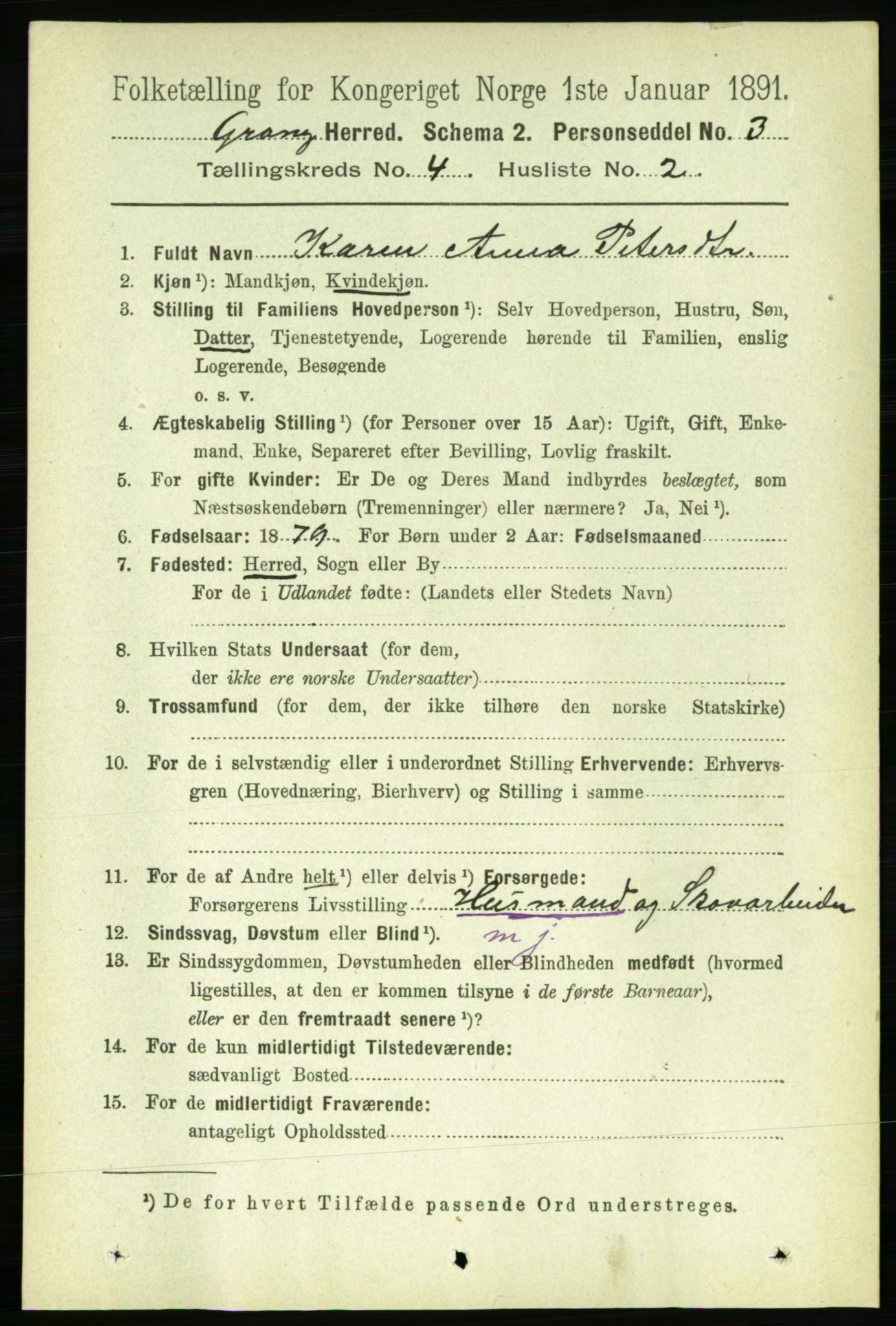 RA, 1891 census for 1742 Grong, 1891, p. 1499