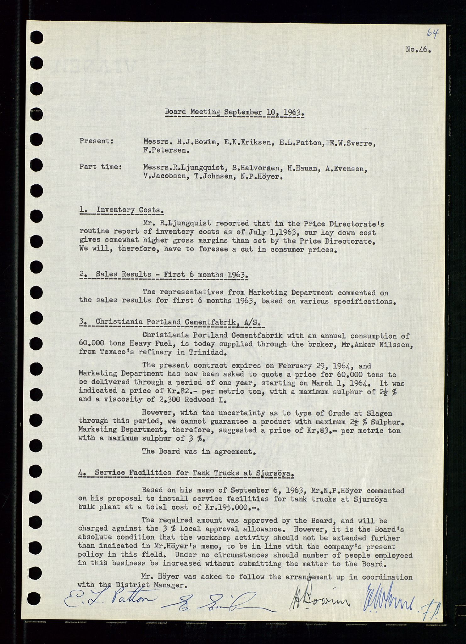 Pa 0982 - Esso Norge A/S, AV/SAST-A-100448/A/Aa/L0001/0004: Den administrerende direksjon Board minutes (styrereferater) / Den administrerende direksjon Board minutes (styrereferater), 1963-1964, p. 198