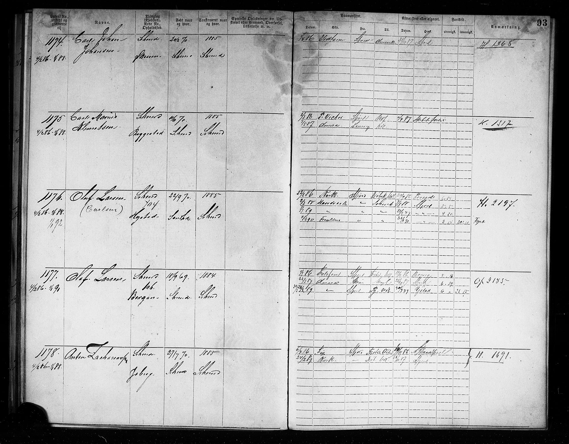Sandefjord innrulleringskontor, AV/SAKO-A-788/F/Fa/L0004: Annotasjonsrulle, 1879-1889, p. 96