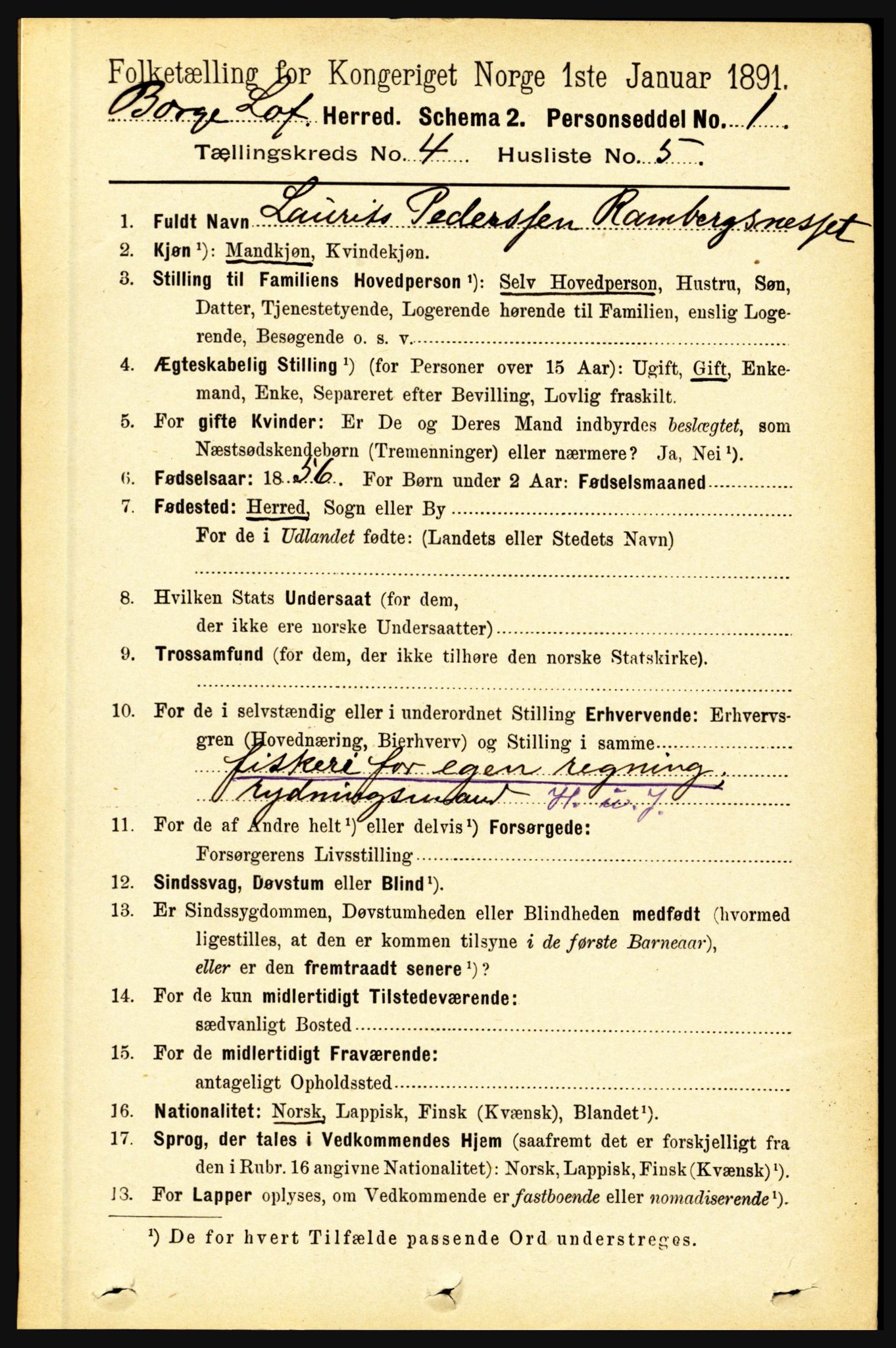 RA, 1891 census for 1862 Borge, 1891, p. 2191