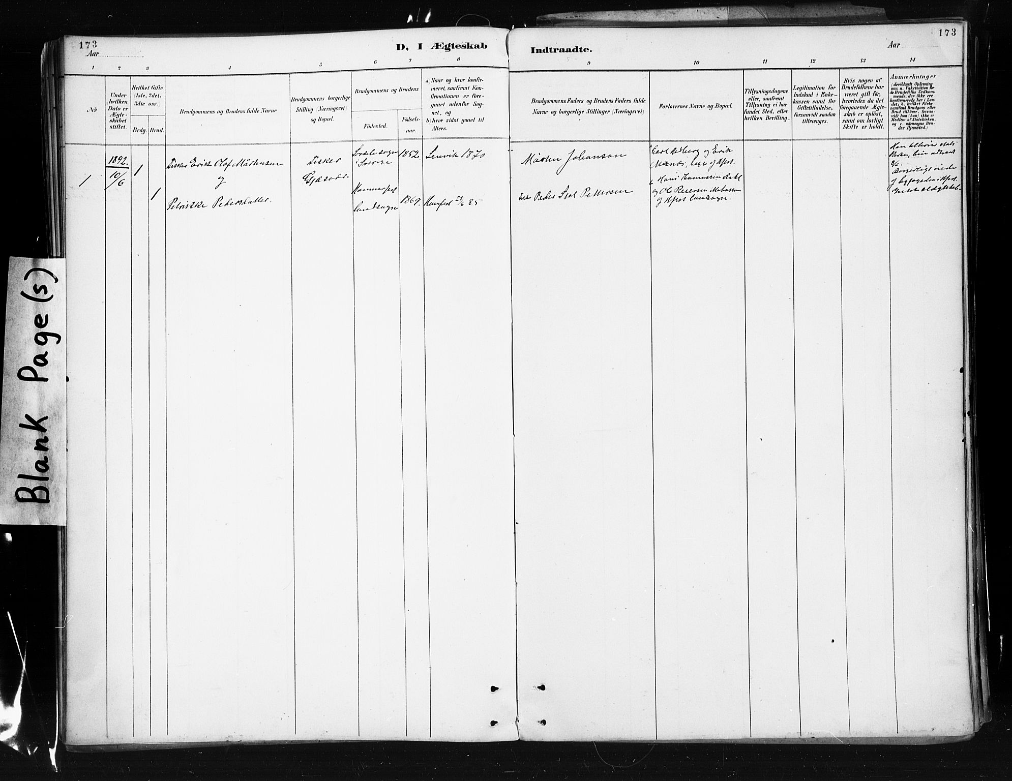 Måsøy sokneprestkontor, SATØ/S-1348/H/Ha/L0005kirke: Parish register (official) no. 5, 1892-1902, p. 173