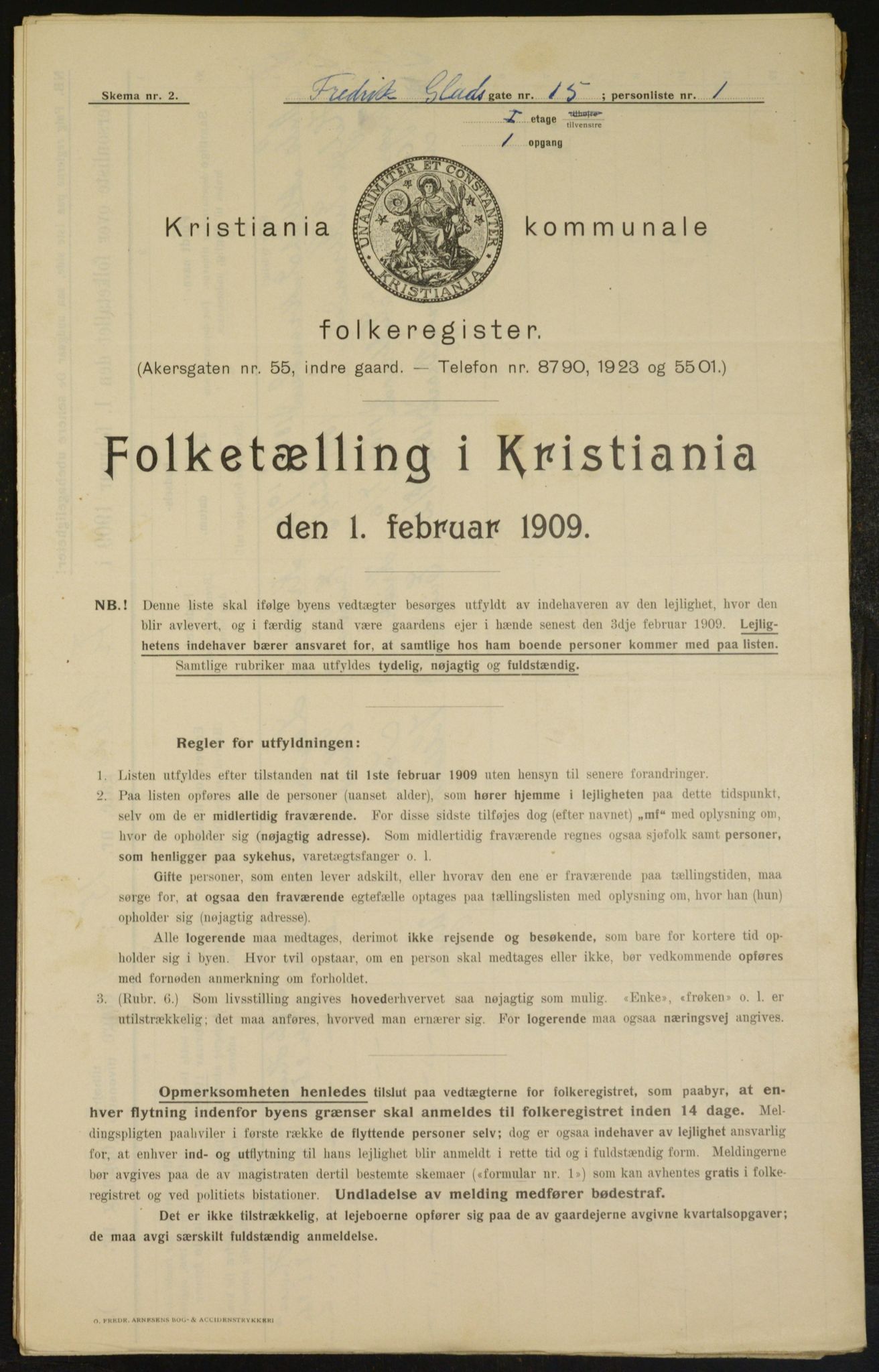 OBA, Municipal Census 1909 for Kristiania, 1909, p. 24061