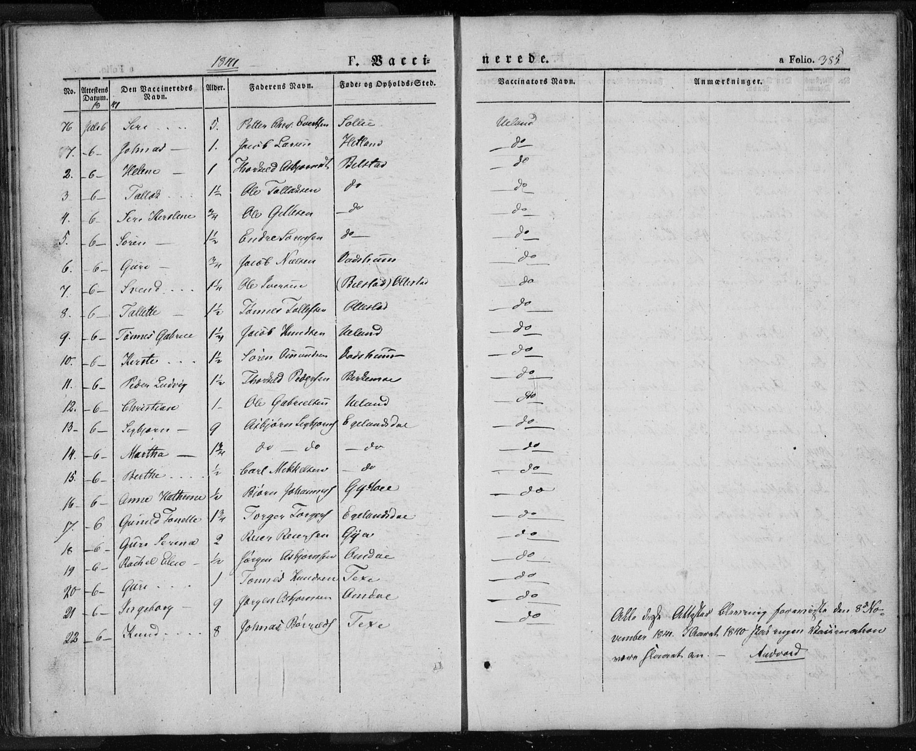 Lund sokneprestkontor, SAST/A-101809/S06/L0008: Parish register (official) no. A 7.2, 1833-1854, p. 385