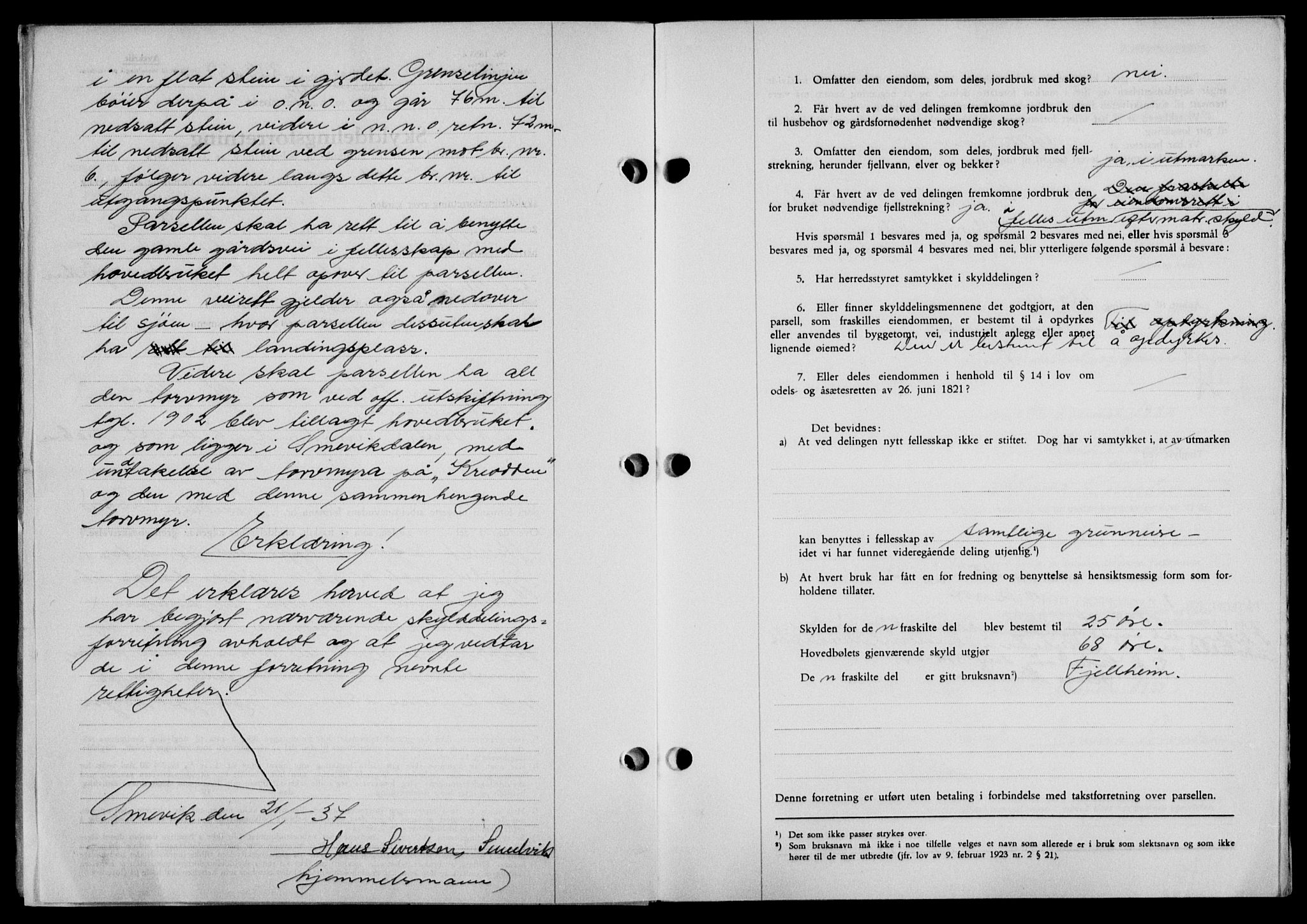 Lofoten sorenskriveri, SAT/A-0017/1/2/2C/L0001a: Mortgage book no. 1a, 1936-1937, Diary no: : 319/1937