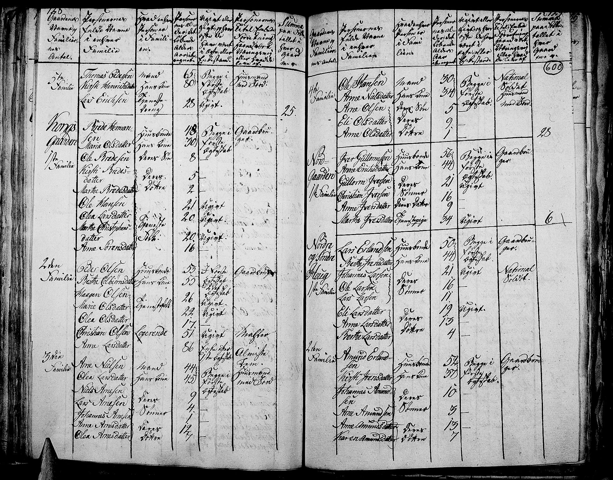RA, 1801 census for 0423P Grue, 1801, p. 599b-600a