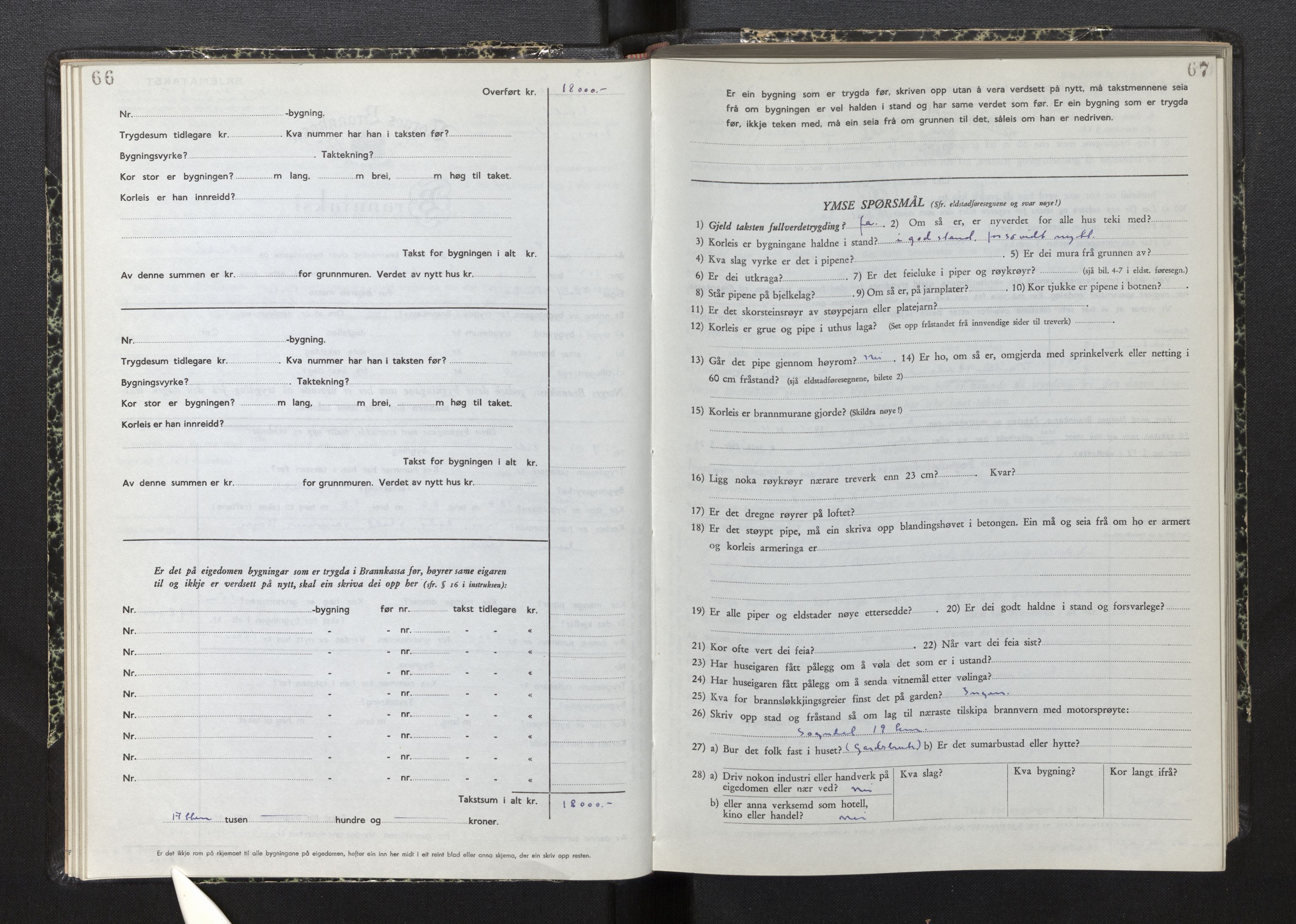 Lensmannen i Sogndal, AV/SAB-A-29901/0012/L0015: Branntakstprotokoll, skjematakst, 1950-1955, p. 66-67