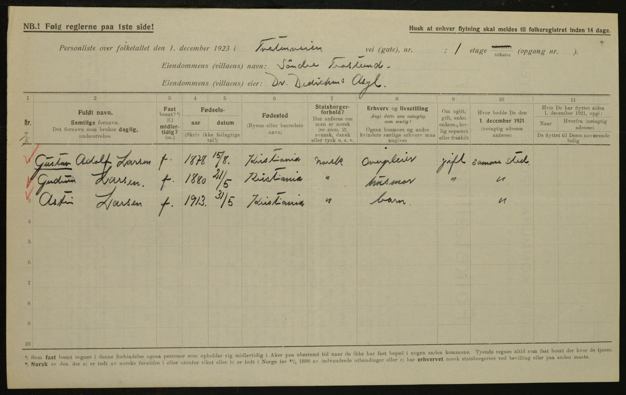 , Municipal Census 1923 for Aker, 1923, p. 34228