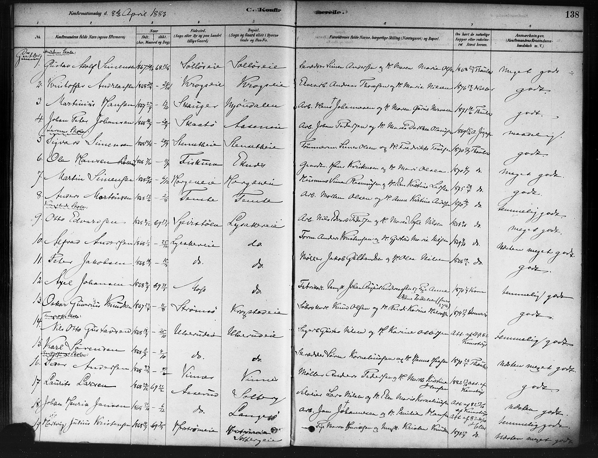 Nedre Eiker kirkebøker, SAKO/A-612/F/Fa/L0002: Parish register (official) no. 2, 1878-1885, p. 138