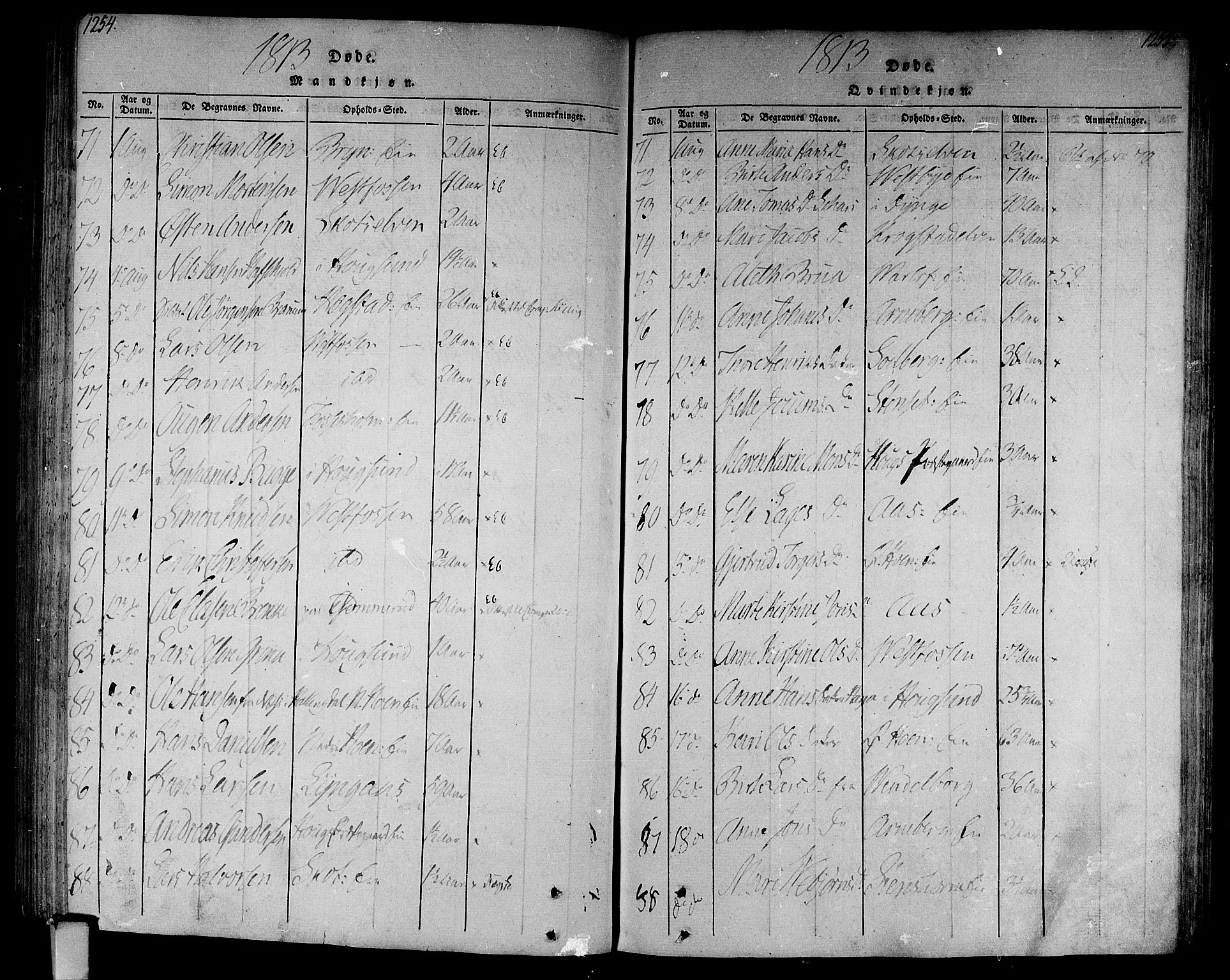 Eiker kirkebøker, AV/SAKO-A-4/F/Fa/L0010: Parish register (official) no. I 10, 1806-1815, p. 1254-1255