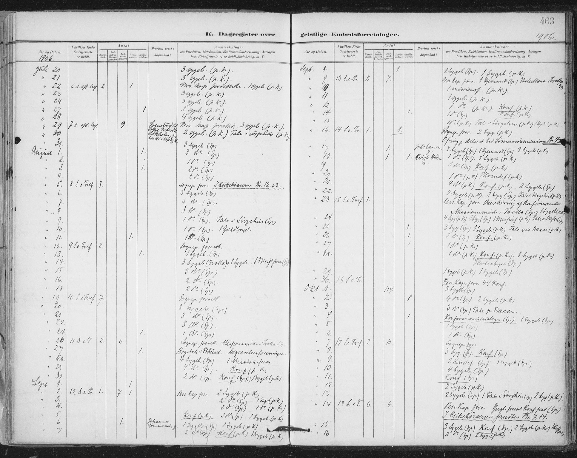 Ministerialprotokoller, klokkerbøker og fødselsregistre - Sør-Trøndelag, AV/SAT-A-1456/603/L0167: Parish register (official) no. 603A06, 1896-1932, p. 463