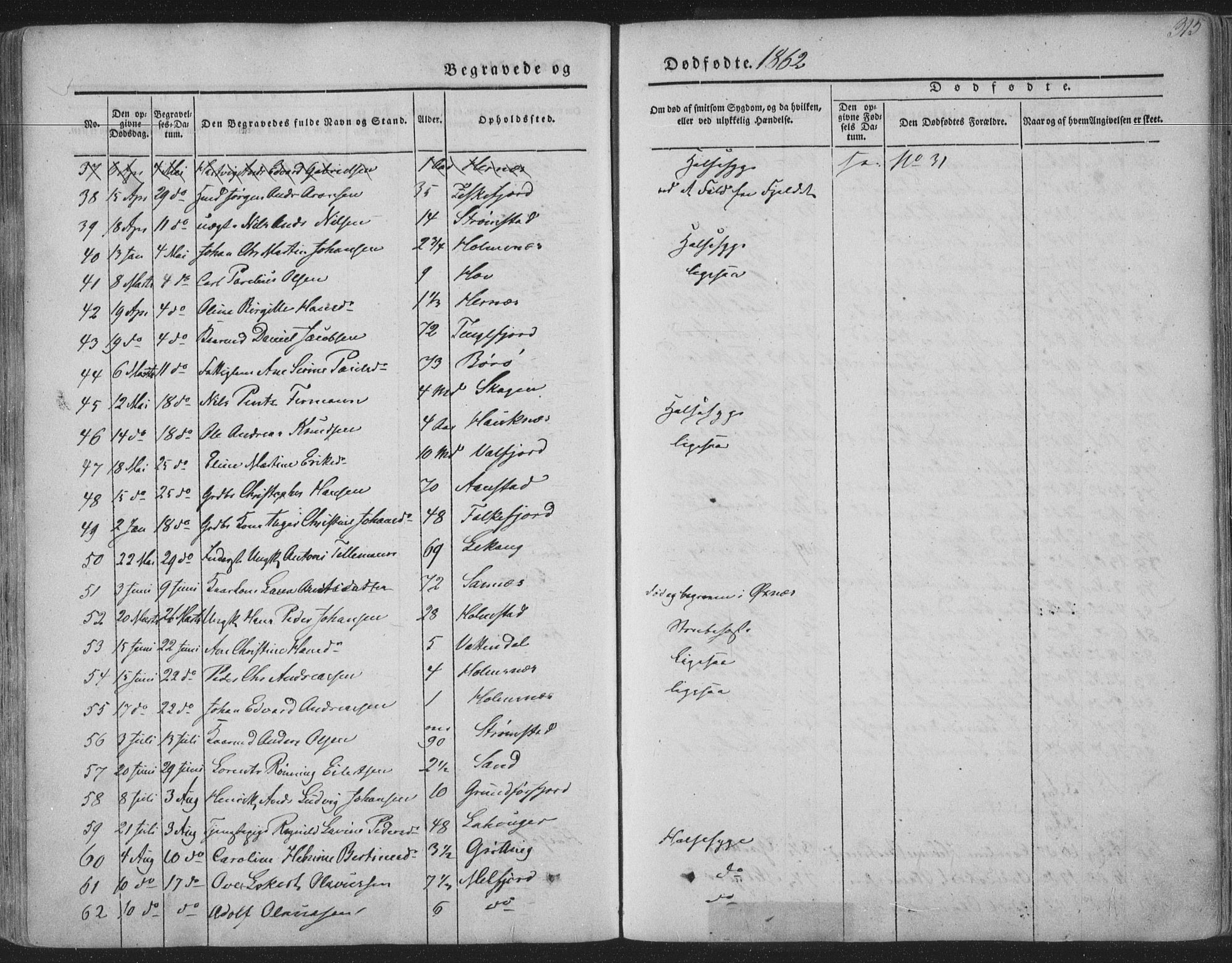 Ministerialprotokoller, klokkerbøker og fødselsregistre - Nordland, AV/SAT-A-1459/888/L1241: Parish register (official) no. 888A07, 1849-1869, p. 315