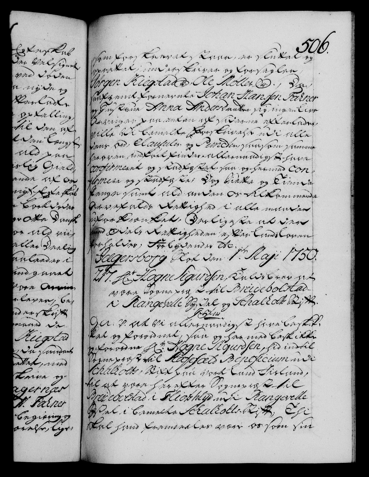 Danske Kanselli 1572-1799, AV/RA-EA-3023/F/Fc/Fca/Fcaa/L0036: Norske registre, 1749-1750, p. 506a