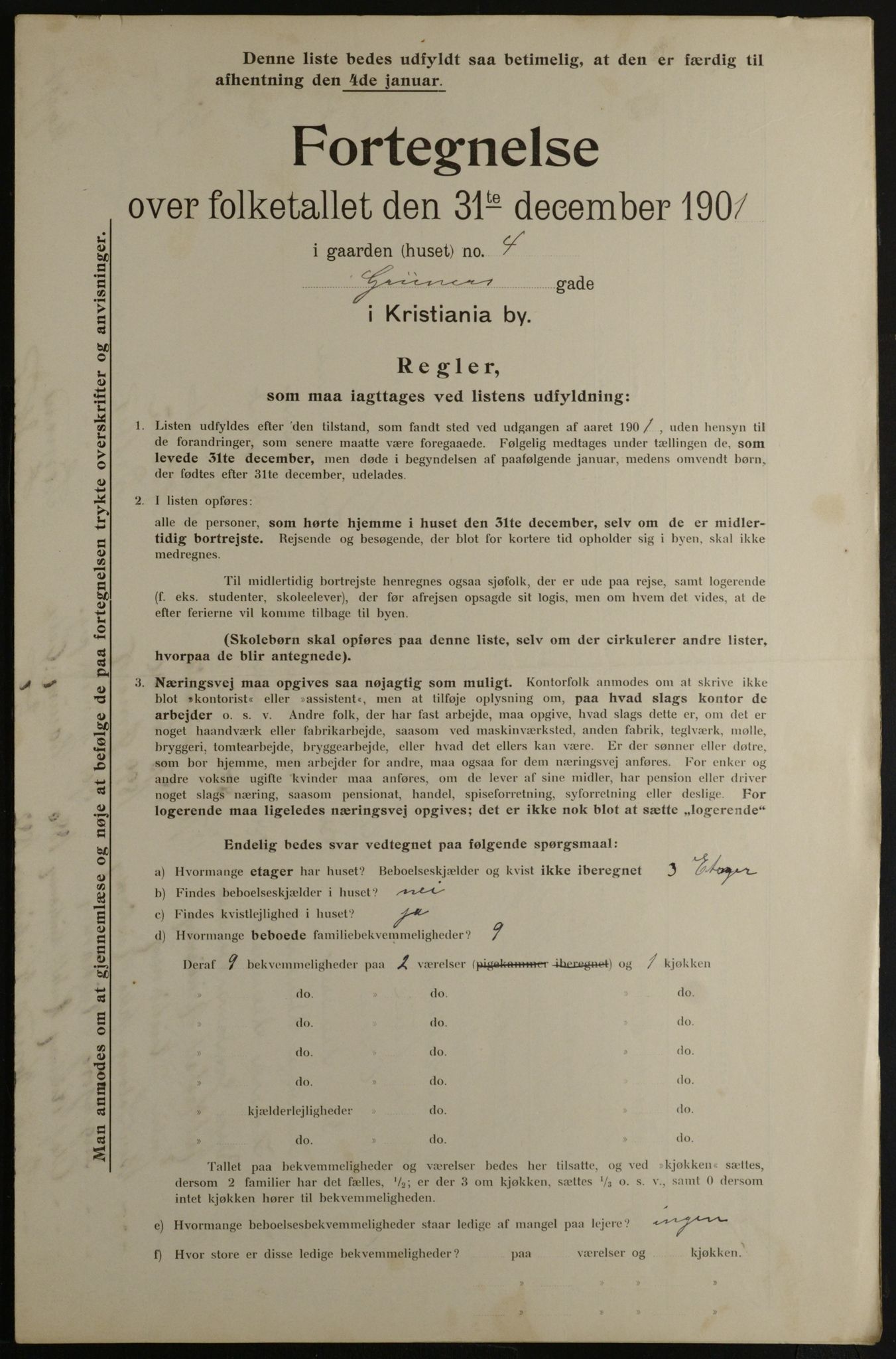 OBA, Municipal Census 1901 for Kristiania, 1901, p. 4986