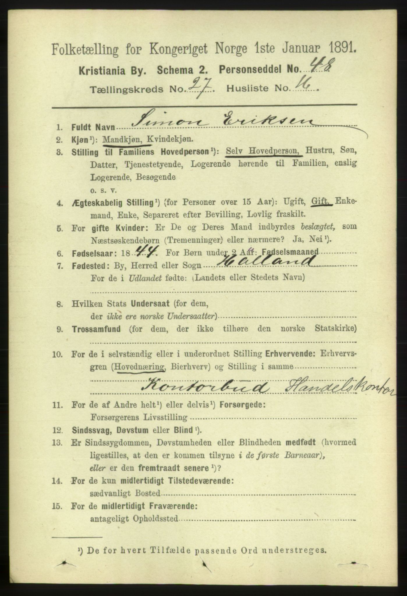 RA, 1891 census for 0301 Kristiania, 1891, p. 14191