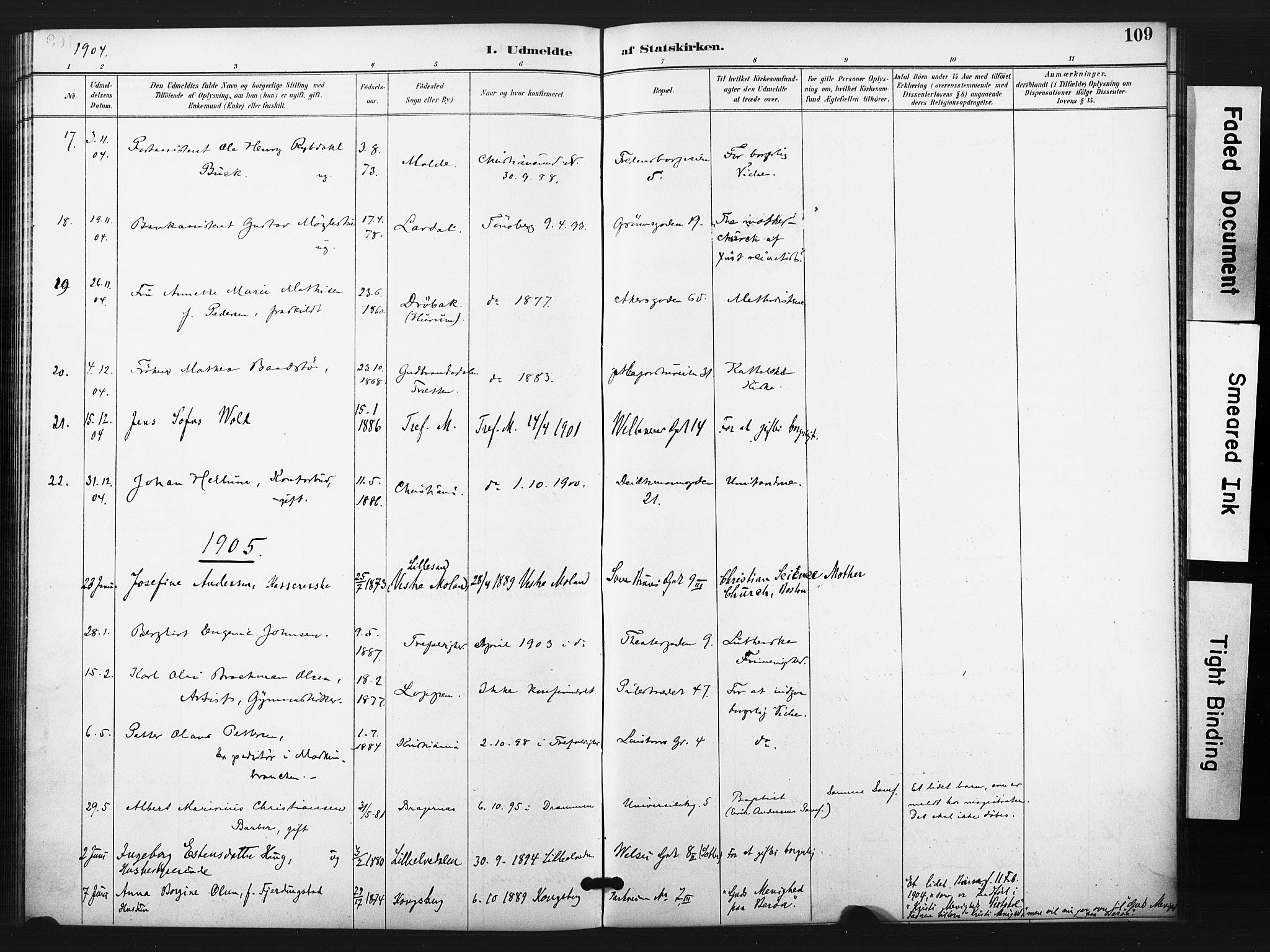 Trefoldighet prestekontor Kirkebøker, AV/SAO-A-10882/F/Ff/L0002: Parish register (official) no. VI 2, 1891-1918, p. 109