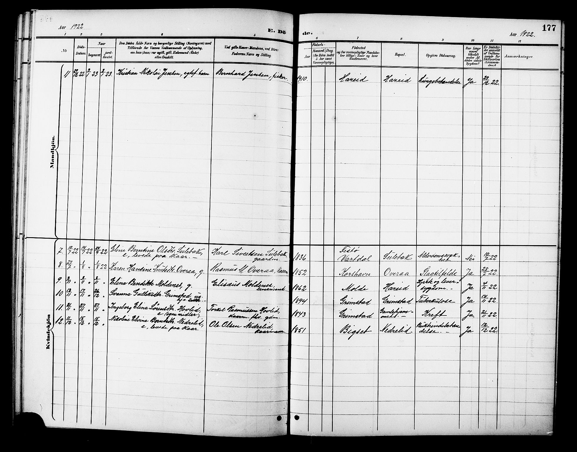 Ministerialprotokoller, klokkerbøker og fødselsregistre - Møre og Romsdal, SAT/A-1454/510/L0126: Parish register (copy) no. 510C03, 1900-1922, p. 177