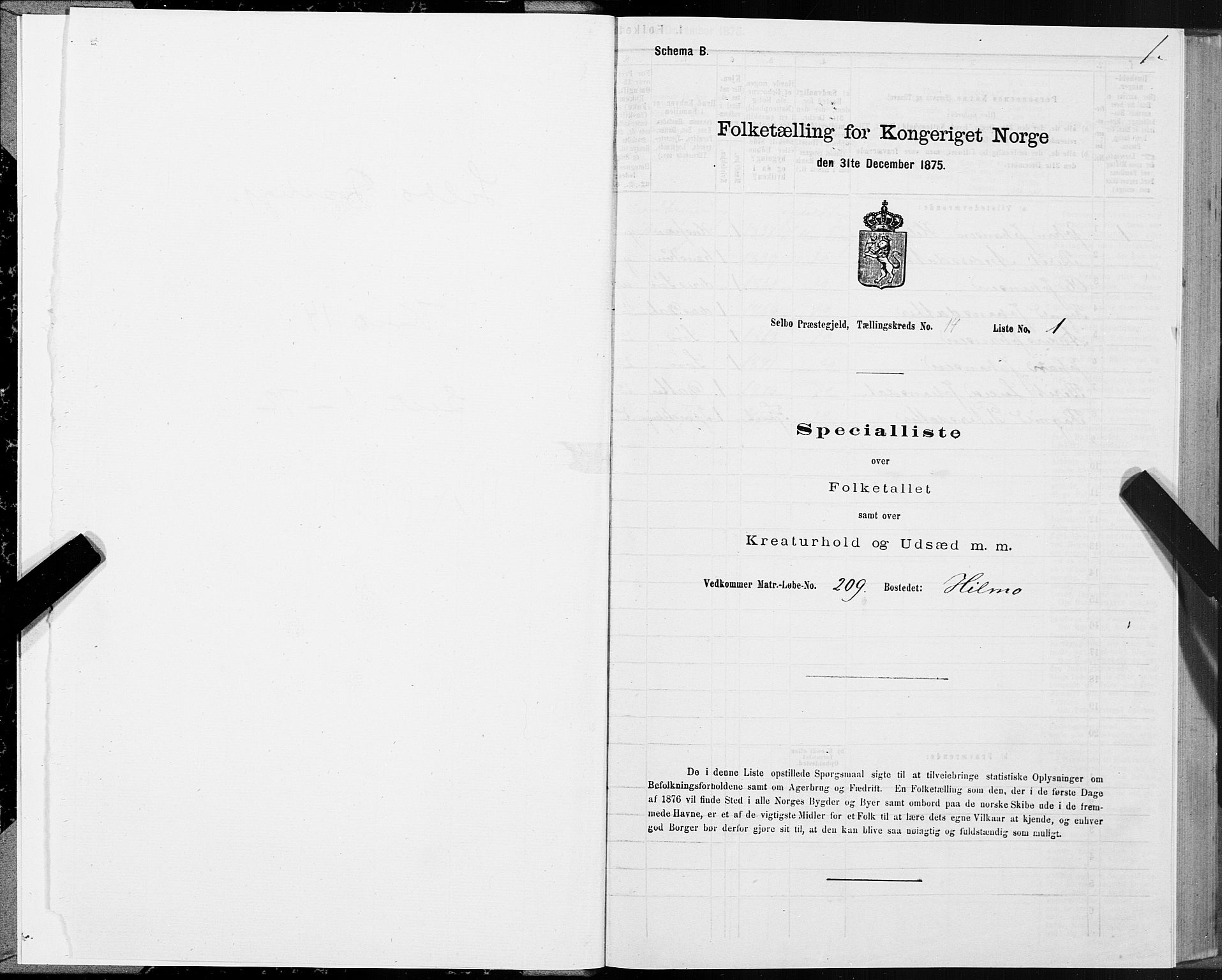 SAT, 1875 census for 1664P Selbu, 1875, p. 7001