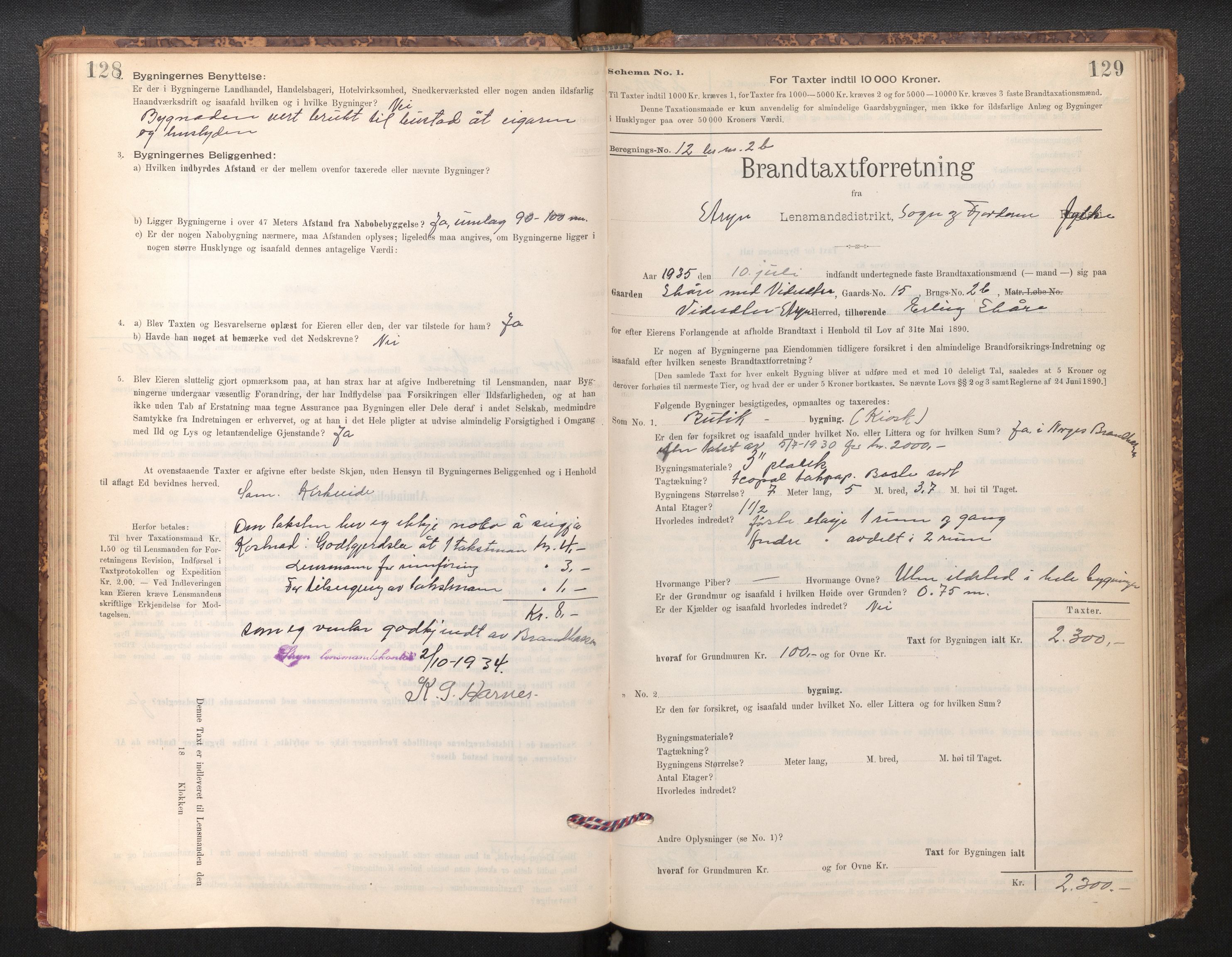 Lensmannen i Stryn og Innvik, SAB/A-30201/0012/L0002: Branntakstprotokoll, skjematakst, 1894-1942, p. 128-129