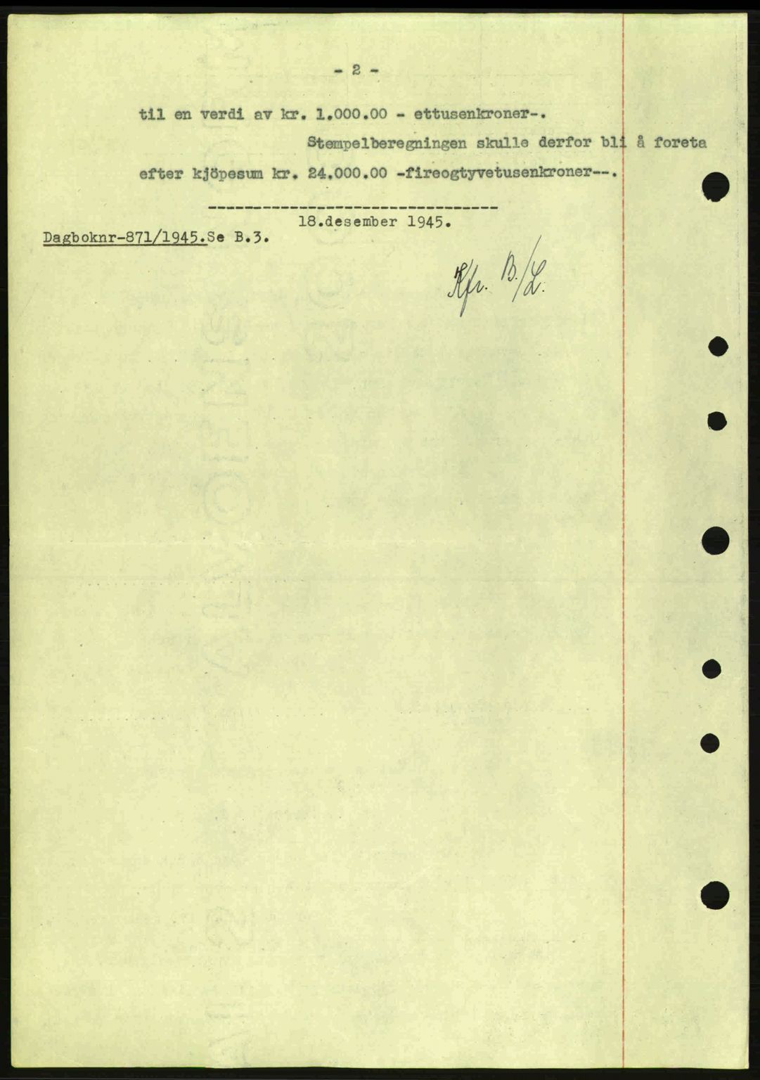 Nedenes sorenskriveri, SAK/1221-0006/G/Gb/Gba/L0053: Mortgage book no. A6b, 1945-1945, Diary no: : 871/1945