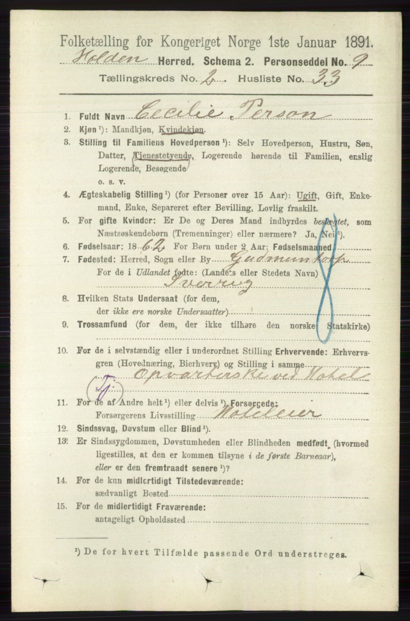 RA, 1891 census for 0819 Holla, 1891, p. 979