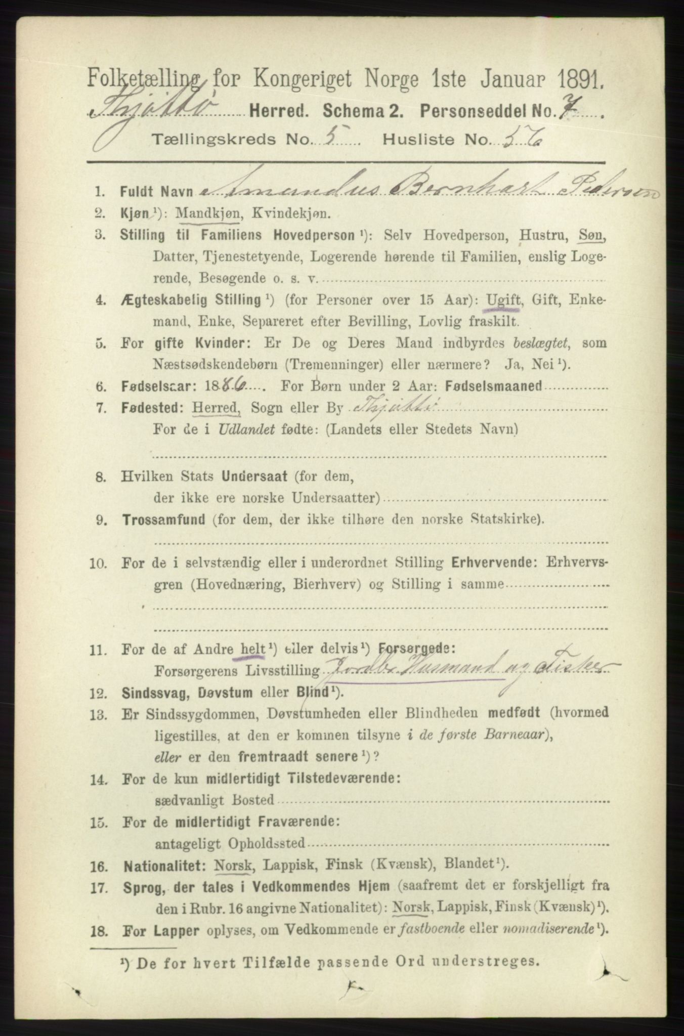 RA, 1891 census for 1817 Tjøtta, 1891, p. 2780