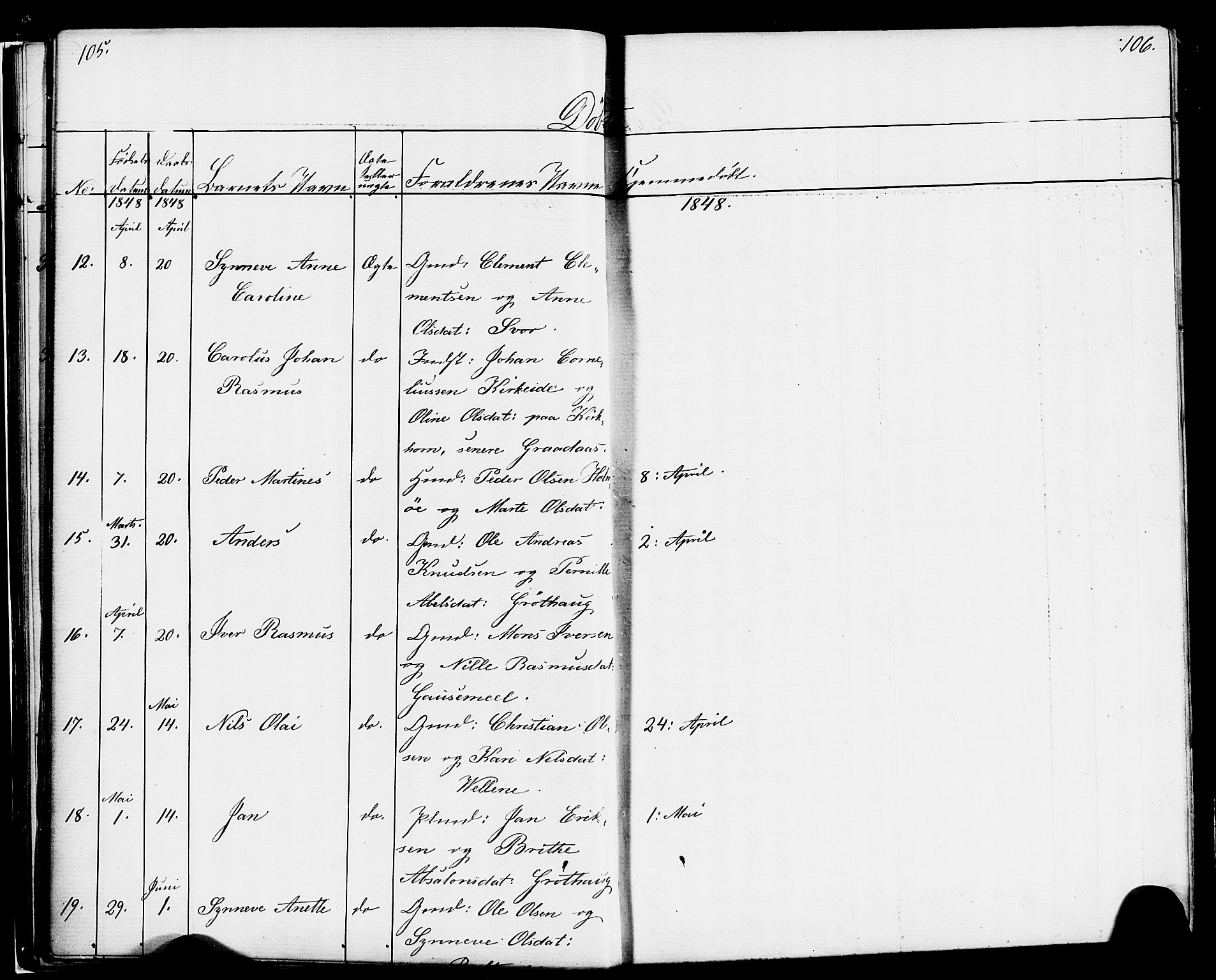 Hornindal sokneprestembete, AV/SAB-A-82401/H/Haa/Haaa/L0001: Parish register (official) no. A 1, 1837-1866, p. 106-107