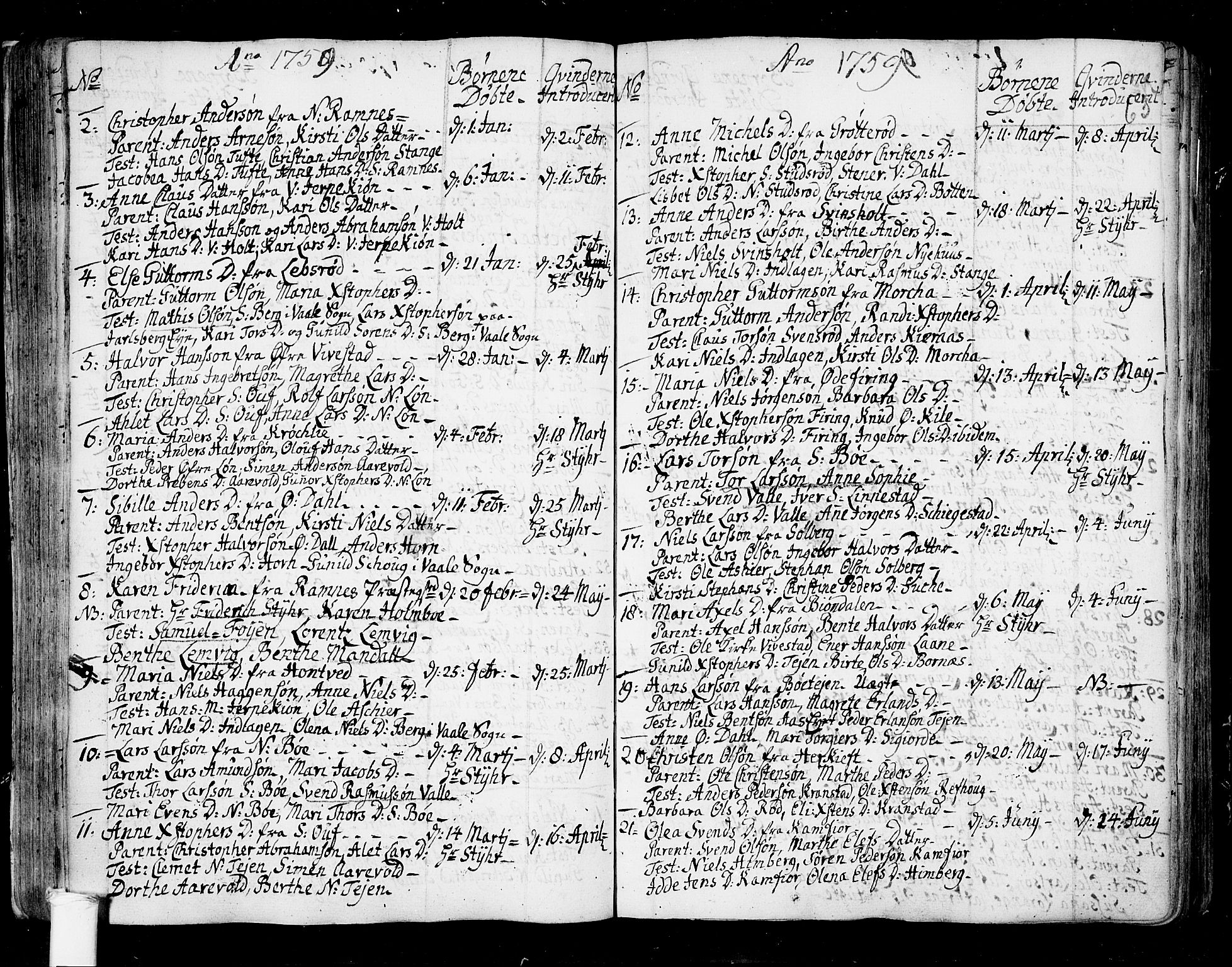 Ramnes kirkebøker, AV/SAKO-A-314/F/Fa/L0001: Parish register (official) no. I 1, 1732-1774, p. 63