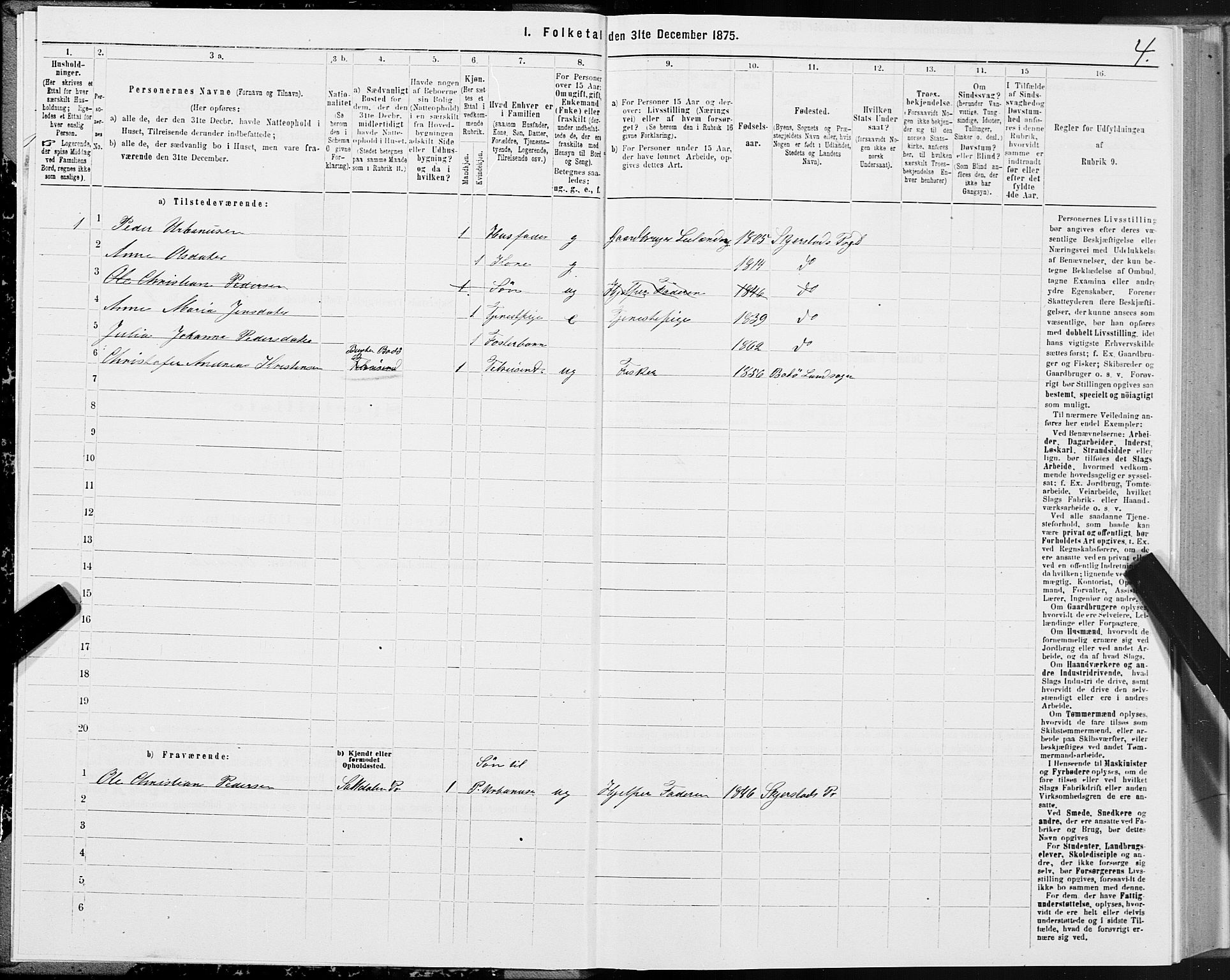 SAT, 1875 census for 1842P Skjerstad, 1875, p. 1004