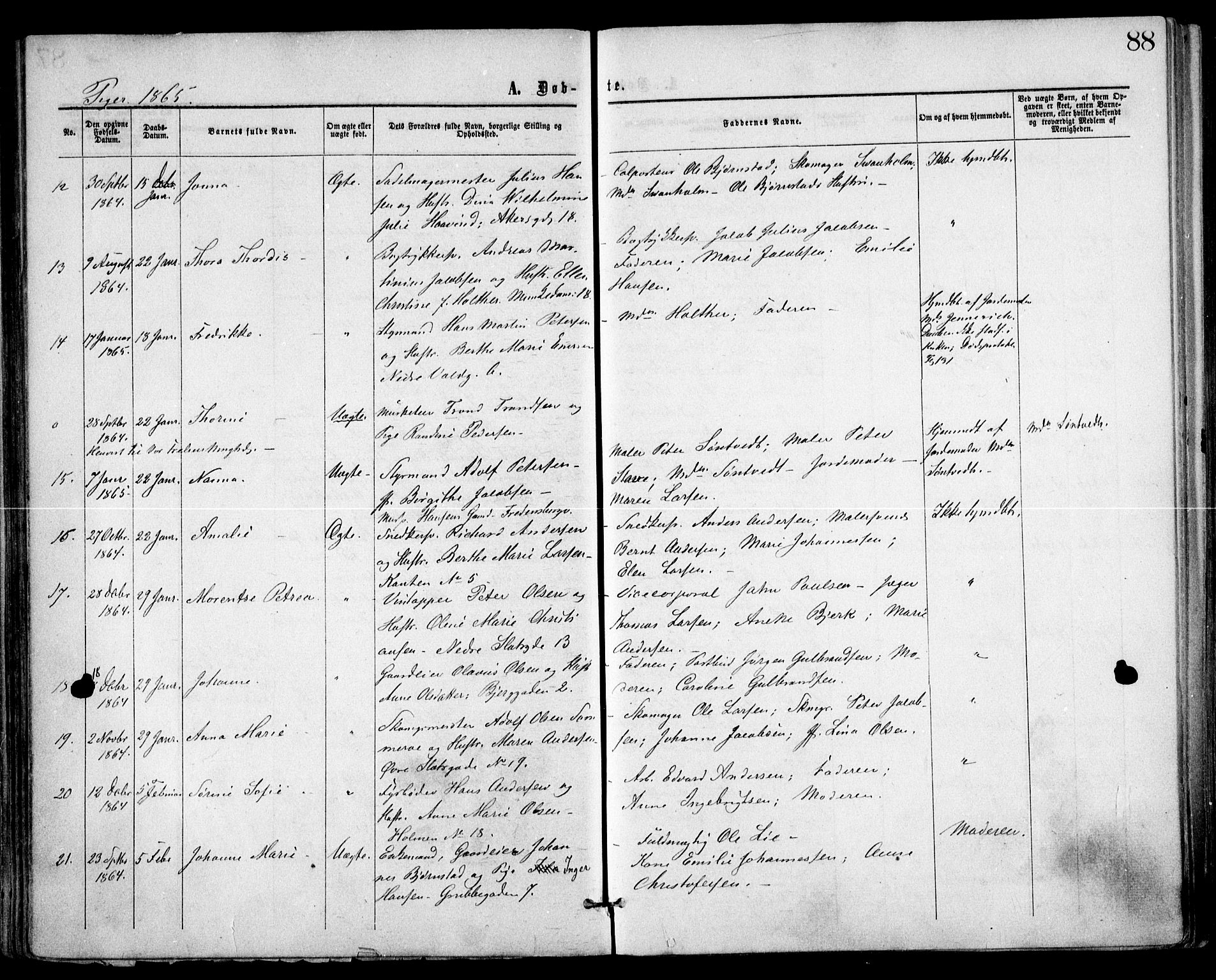 Trefoldighet prestekontor Kirkebøker, SAO/A-10882/F/Fa/L0002: Parish register (official) no. I 2, 1863-1870, p. 88