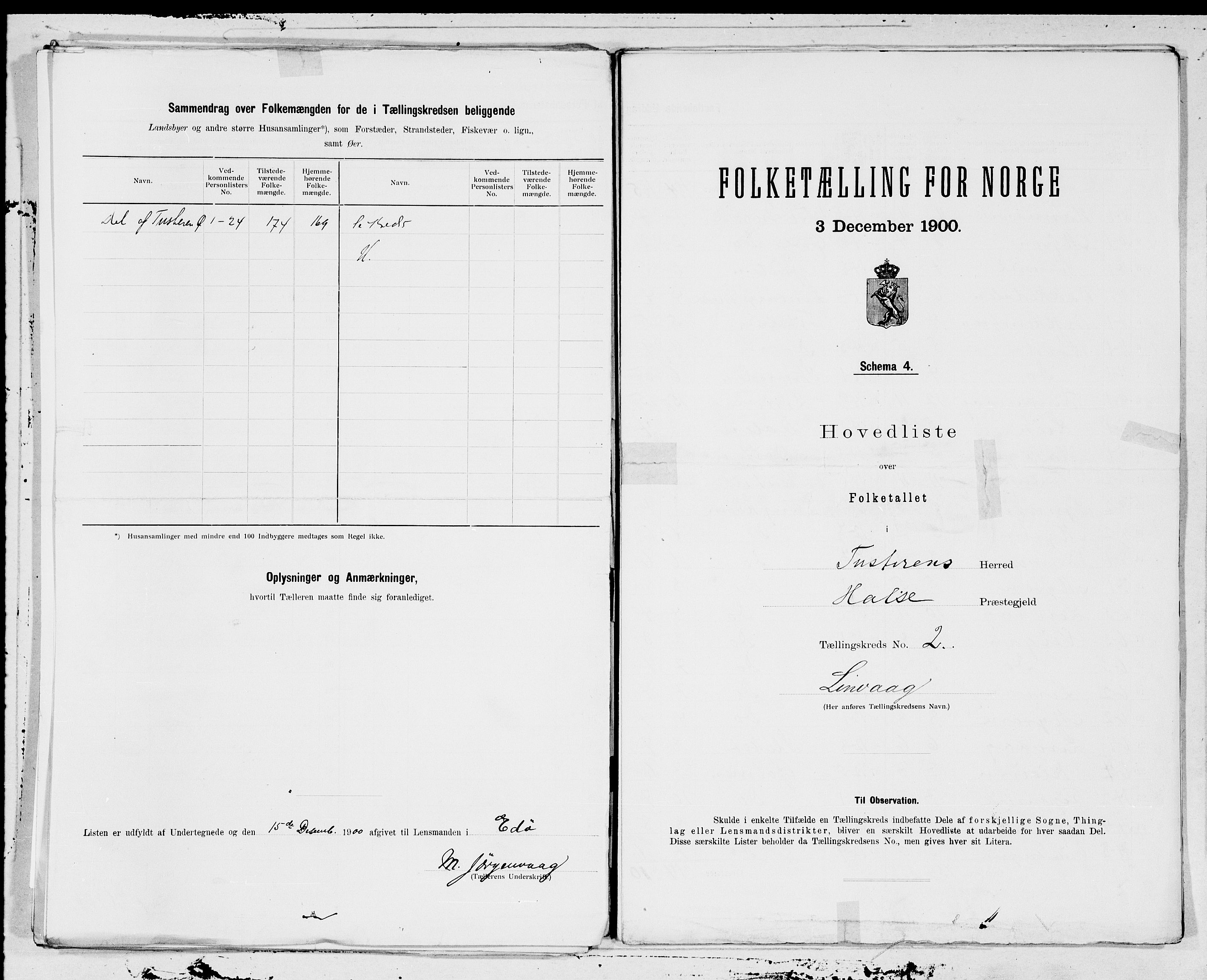 SAT, 1900 census for Tustna, 1900, p. 4