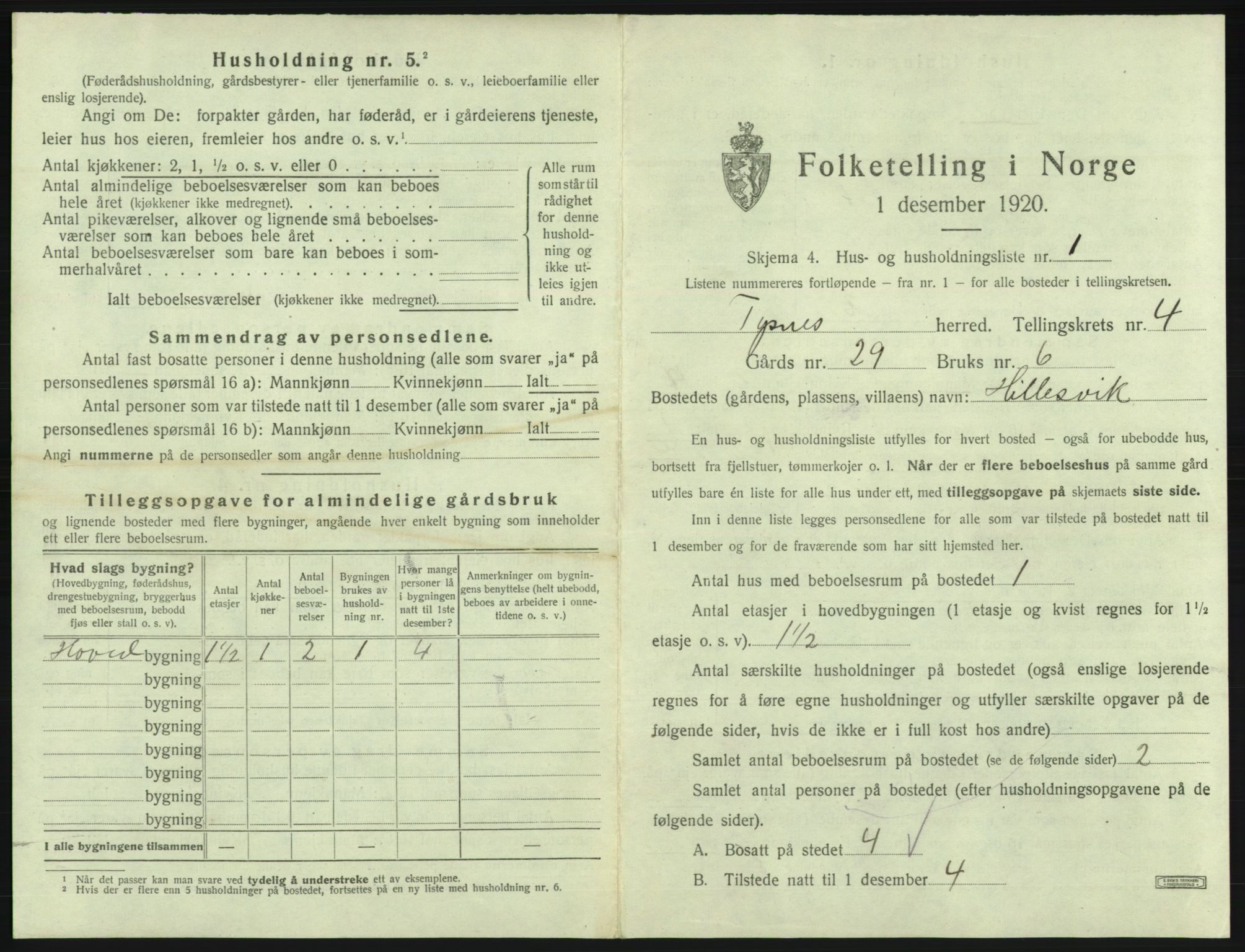 SAB, 1920 census for Tysnes, 1920, p. 321