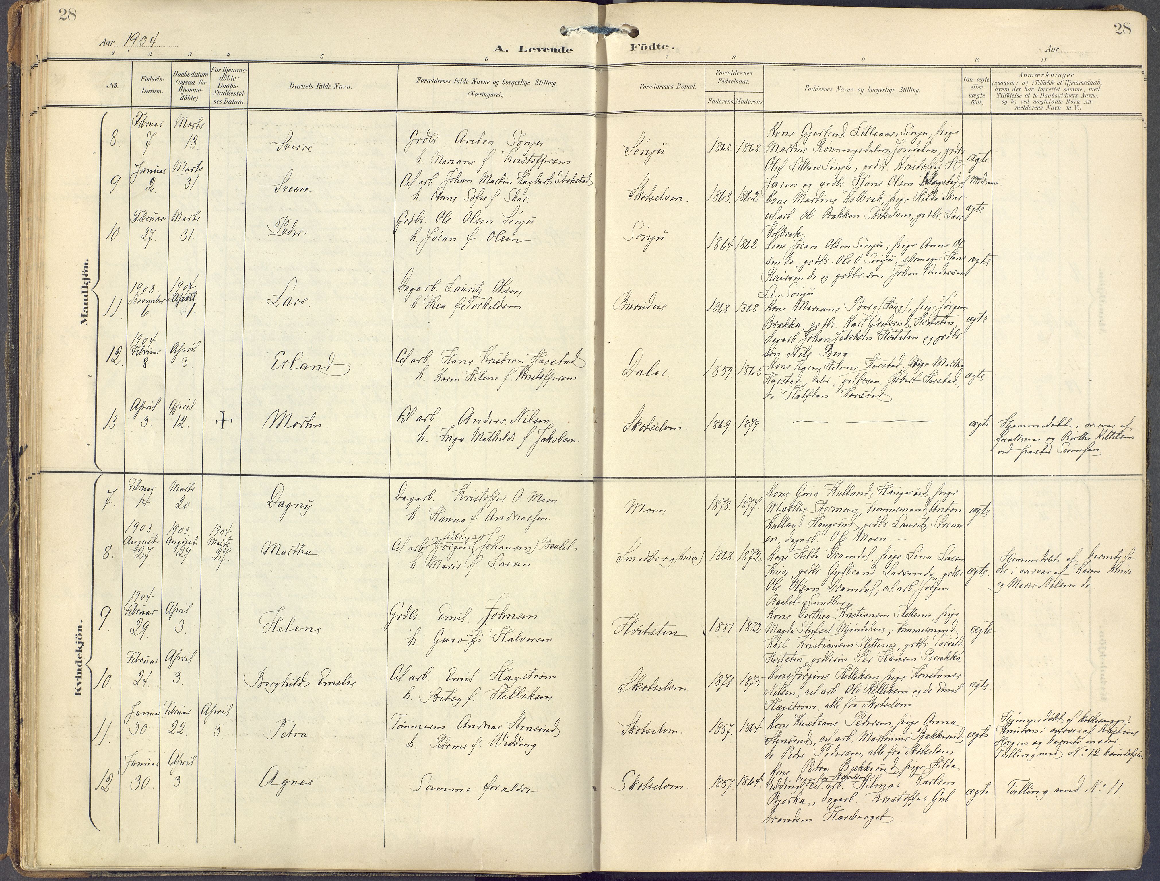 Eiker kirkebøker, AV/SAKO-A-4/F/Fc/L0004: Parish register (official) no. III 4, 1900-1919, p. 28