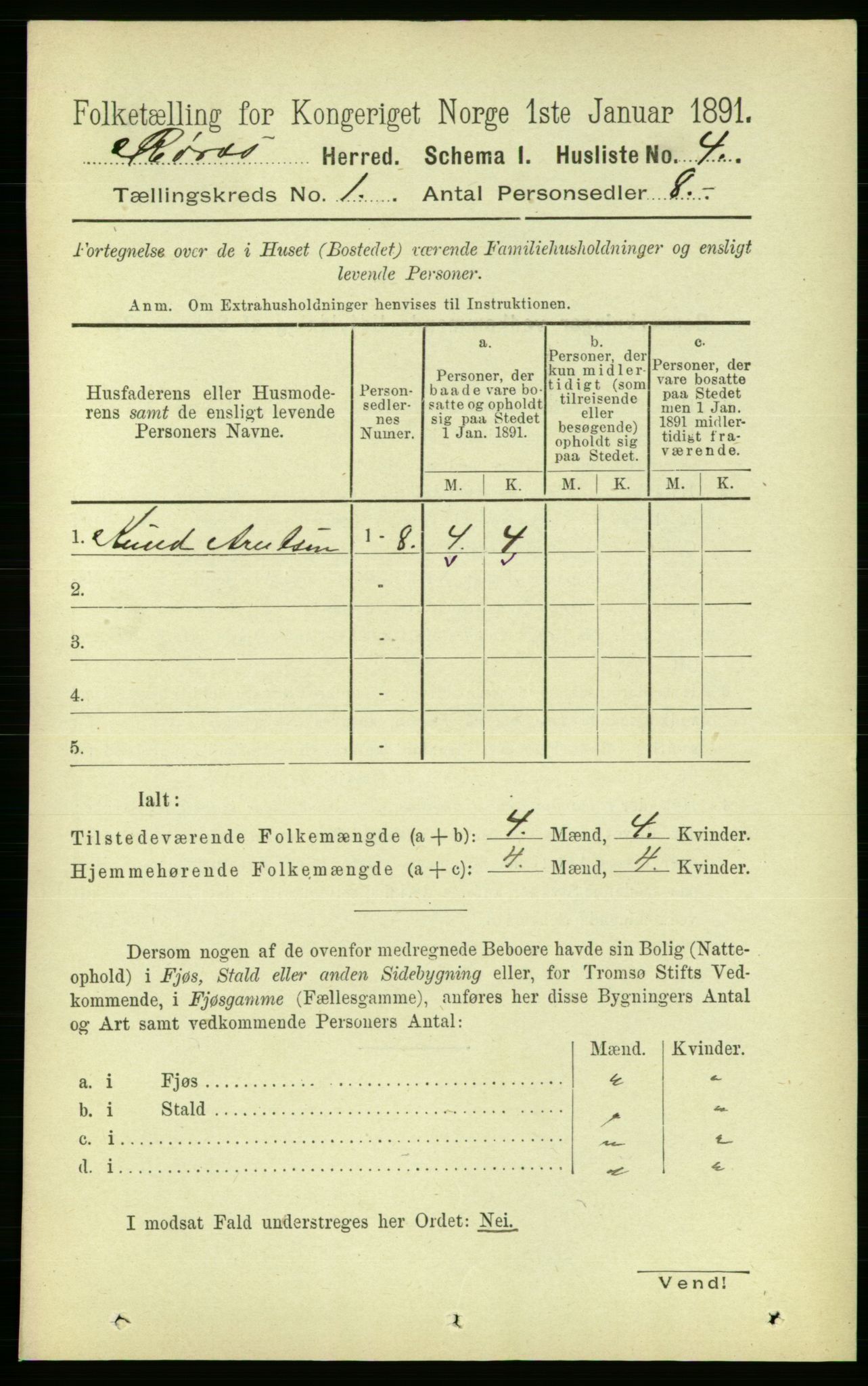 RA, 1891 census for 1640 Røros, 1891, p. 46