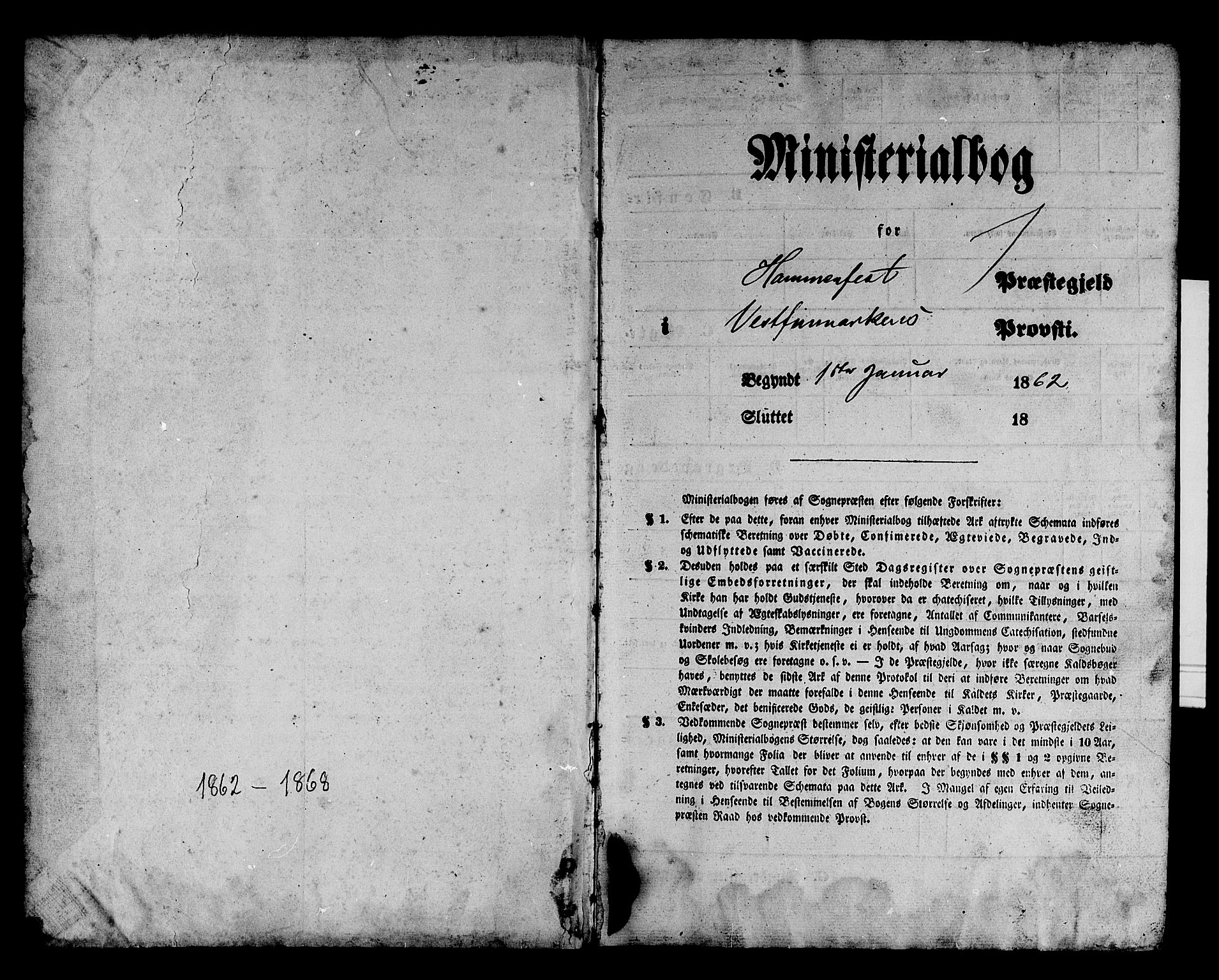 Hammerfest sokneprestkontor, SATØ/S-1347/H/Hb/L0003.klokk: Parish register (copy) no. 3 /1, 1862-1868